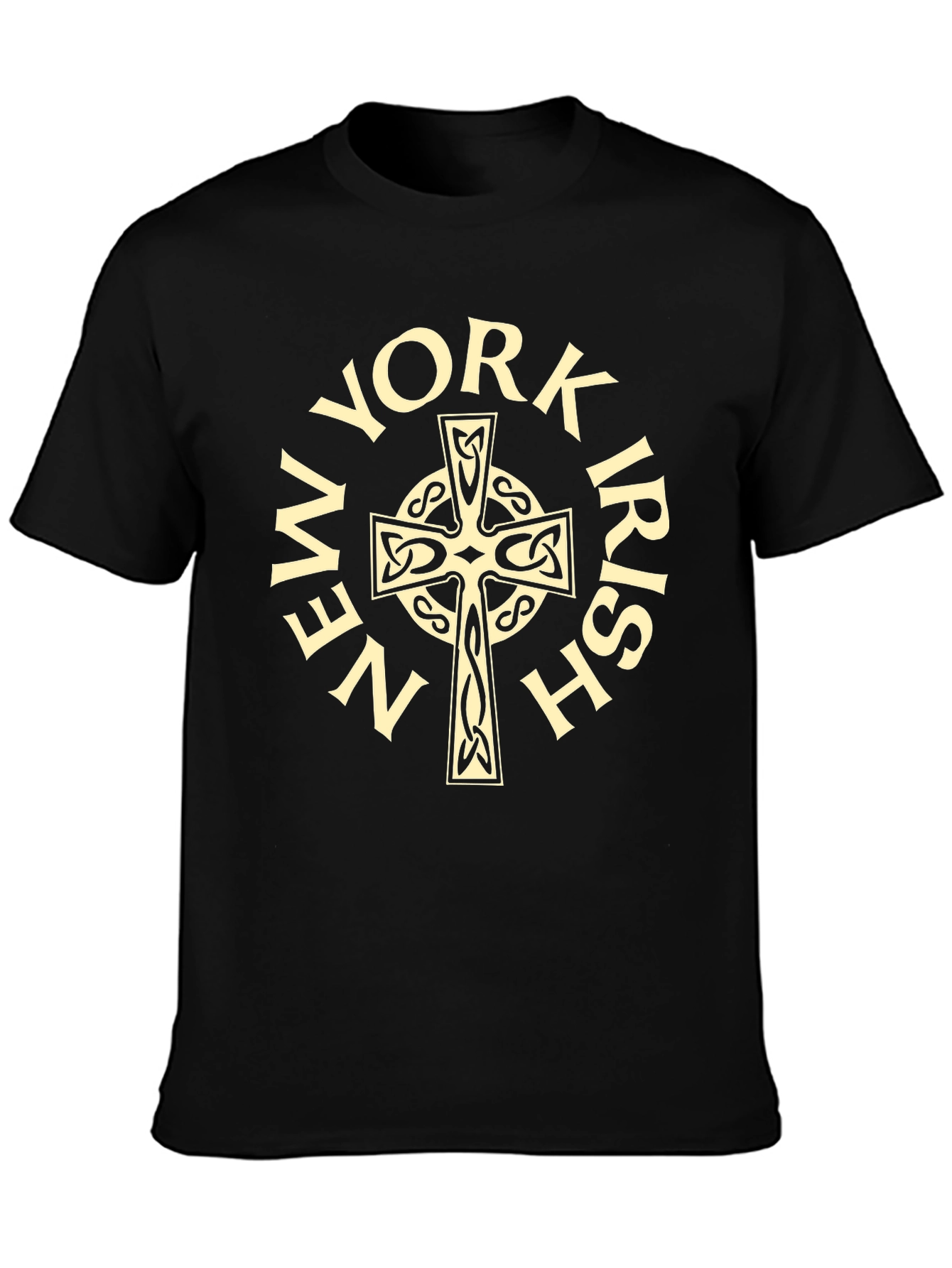 New York Irish Celtic Cross Black T-Shirt