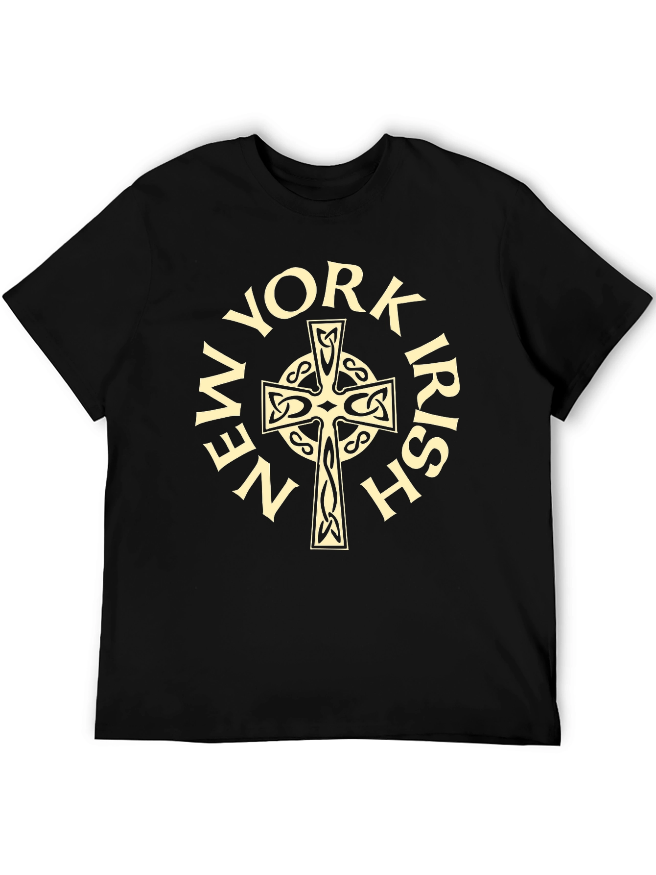 New York Irish Celtic Cross Black T-Shirt