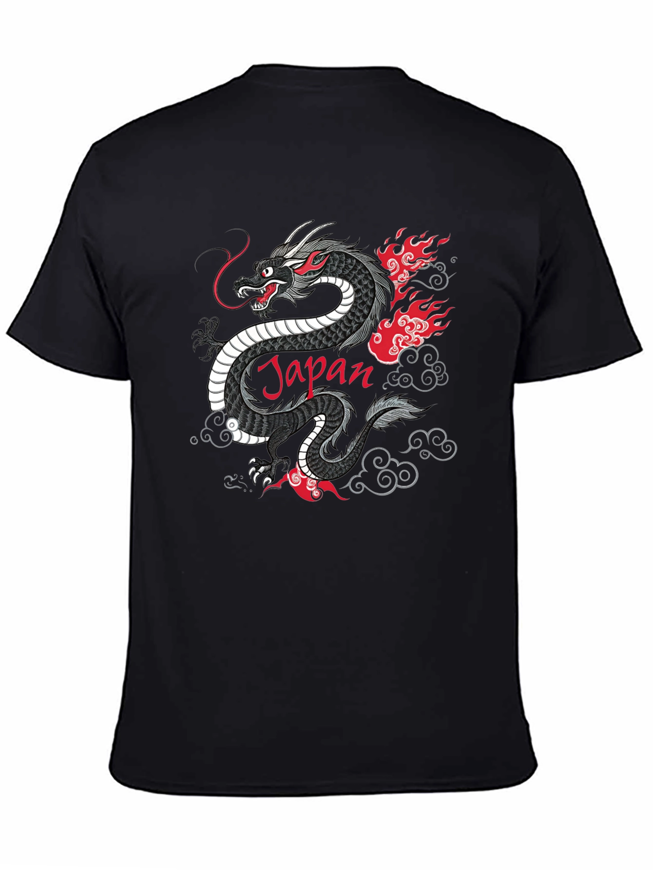 Japan Dragon Graphic Tee - Black