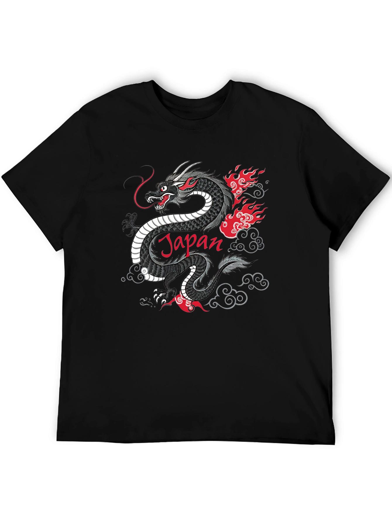 Japan Dragon Graphic Tee - Black