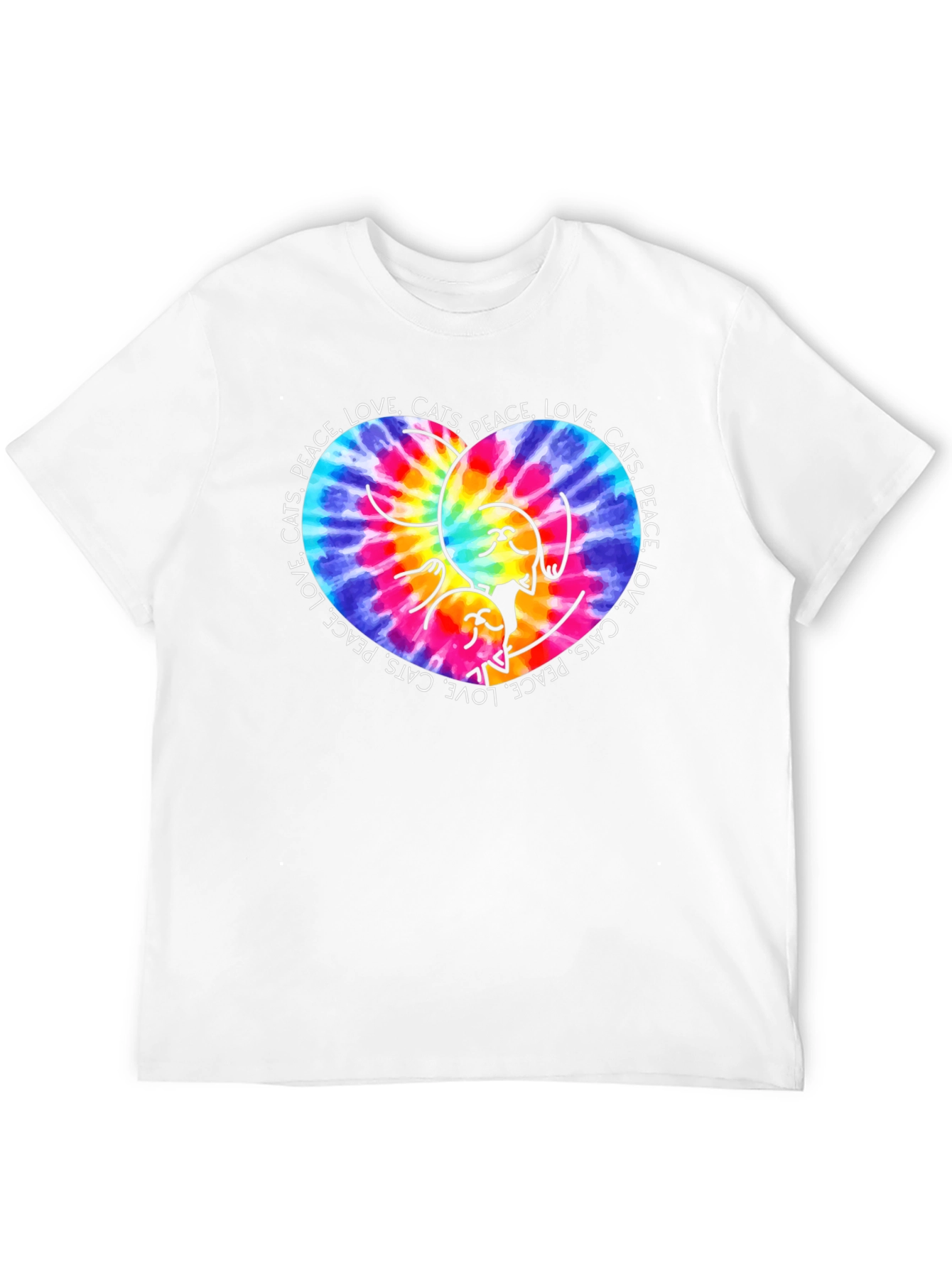 Peace Love Cats T-Shirt Tie Dye Heart