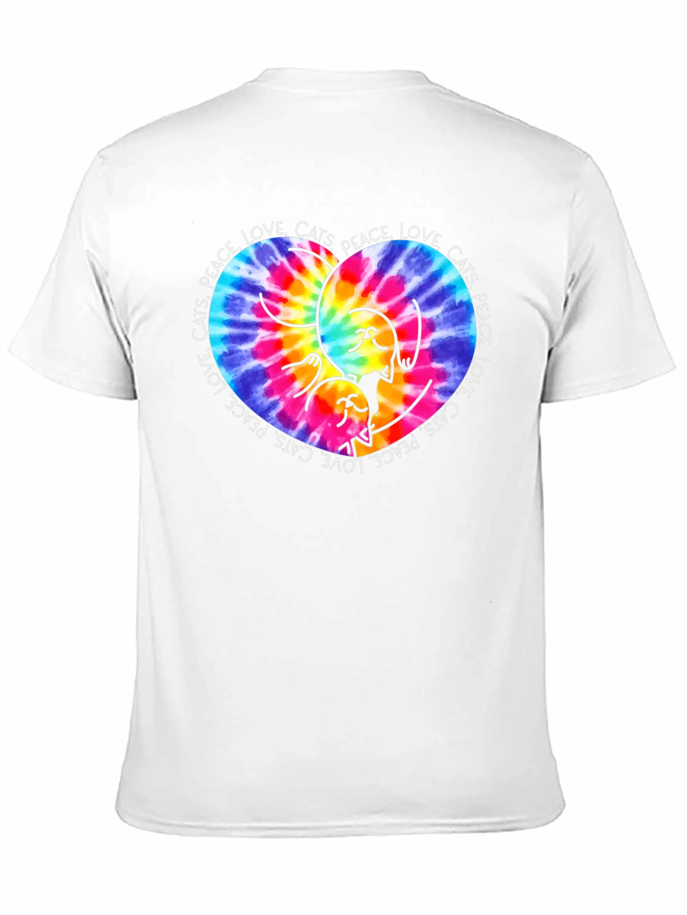 Peace Love Cats T-Shirt Tie Dye Heart