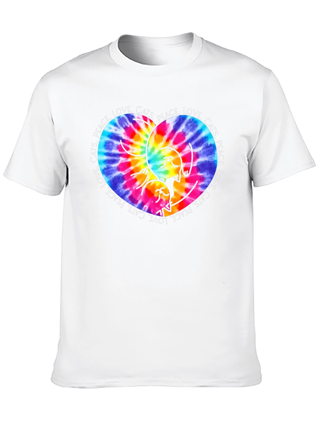 Peace Love Cats T-Shirt Tie Dye Heart