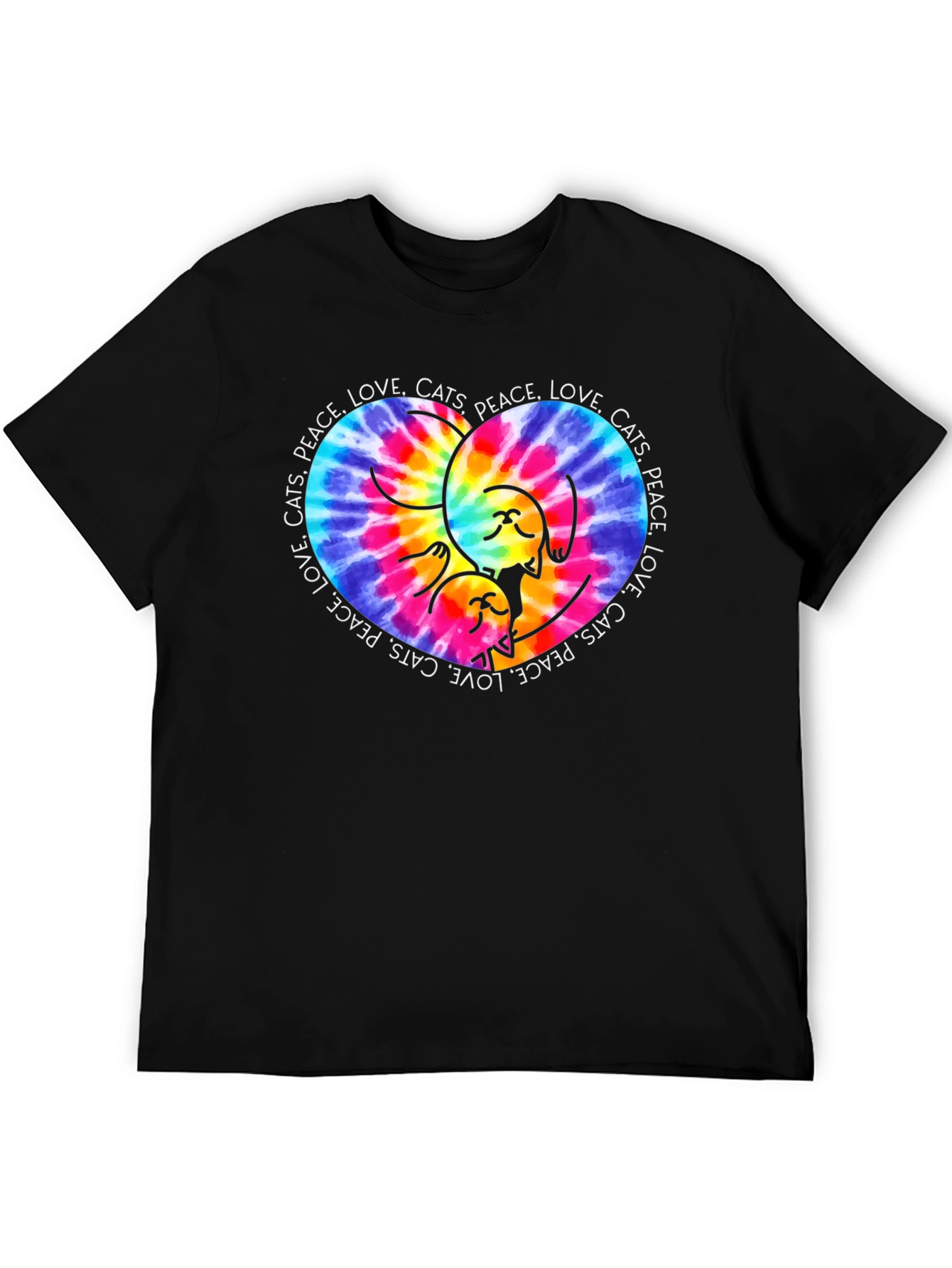Peace Love Cats T-Shirt Tie Dye Heart