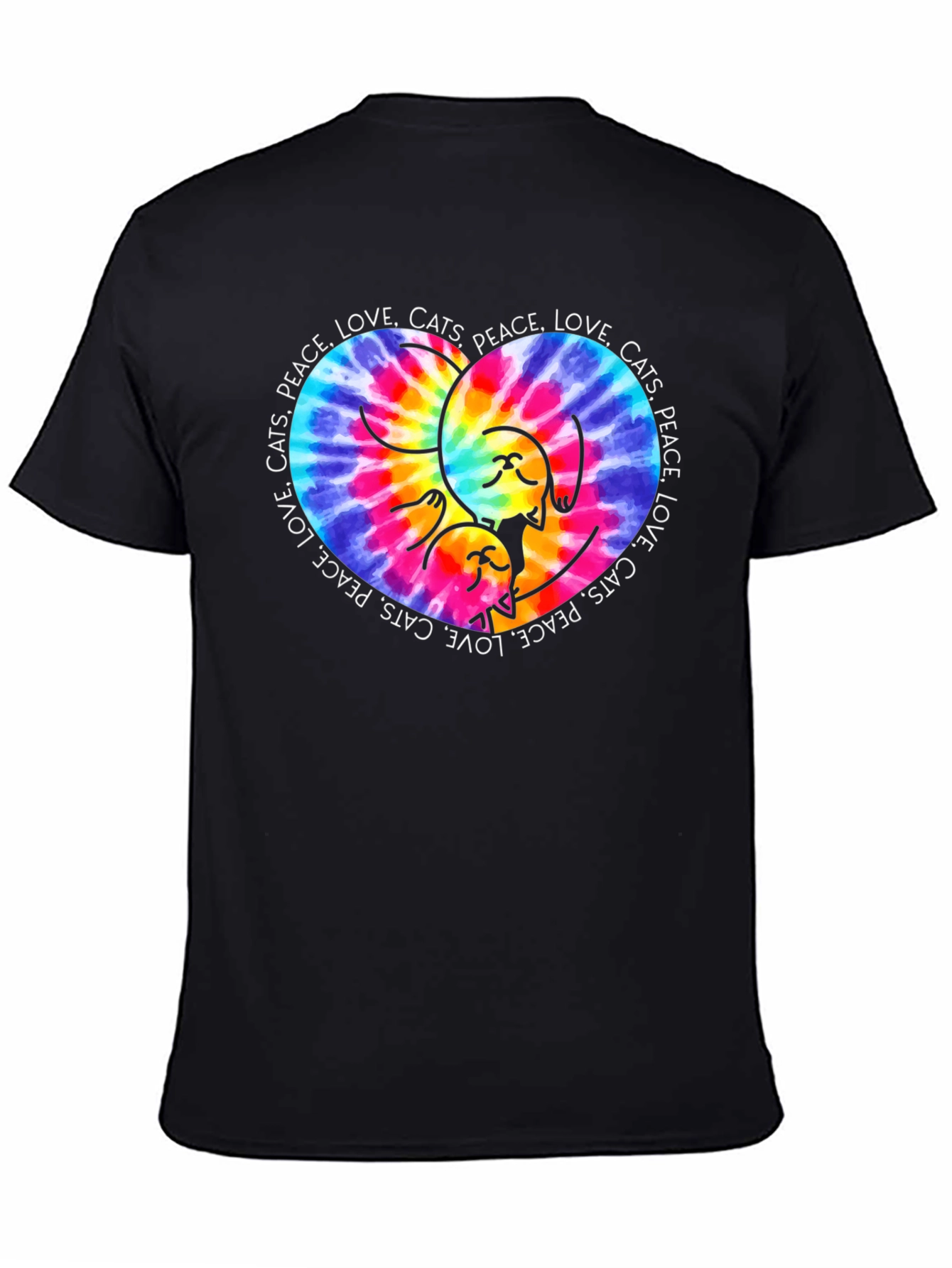 Peace Love Cats T-Shirt Tie Dye Heart