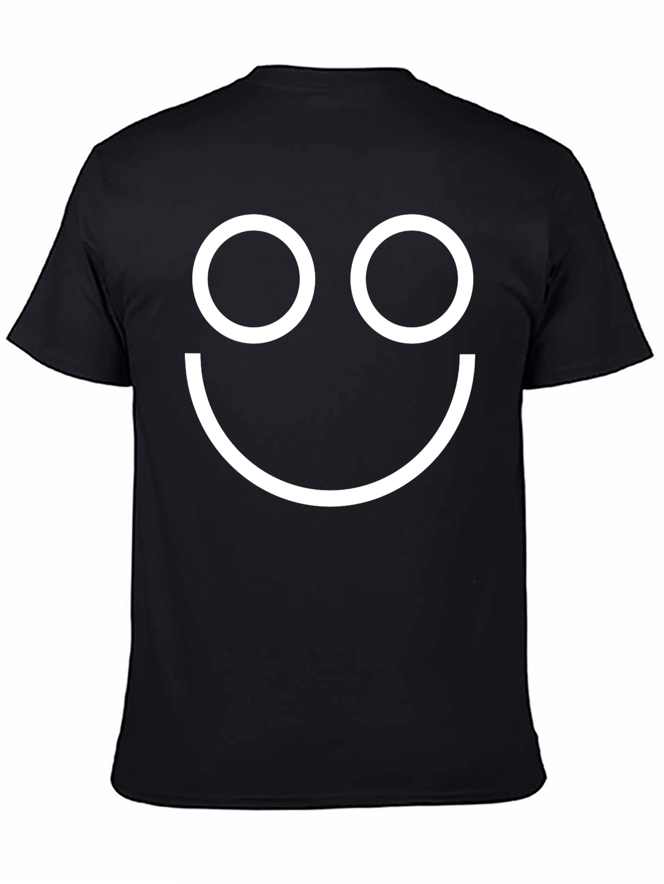 Smiley Face Graphic Tee - Black Cotton T-Shirt