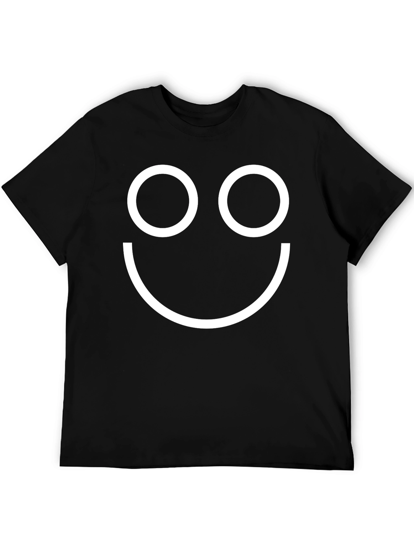 Smiley Face Graphic Tee - Black Cotton T-Shirt