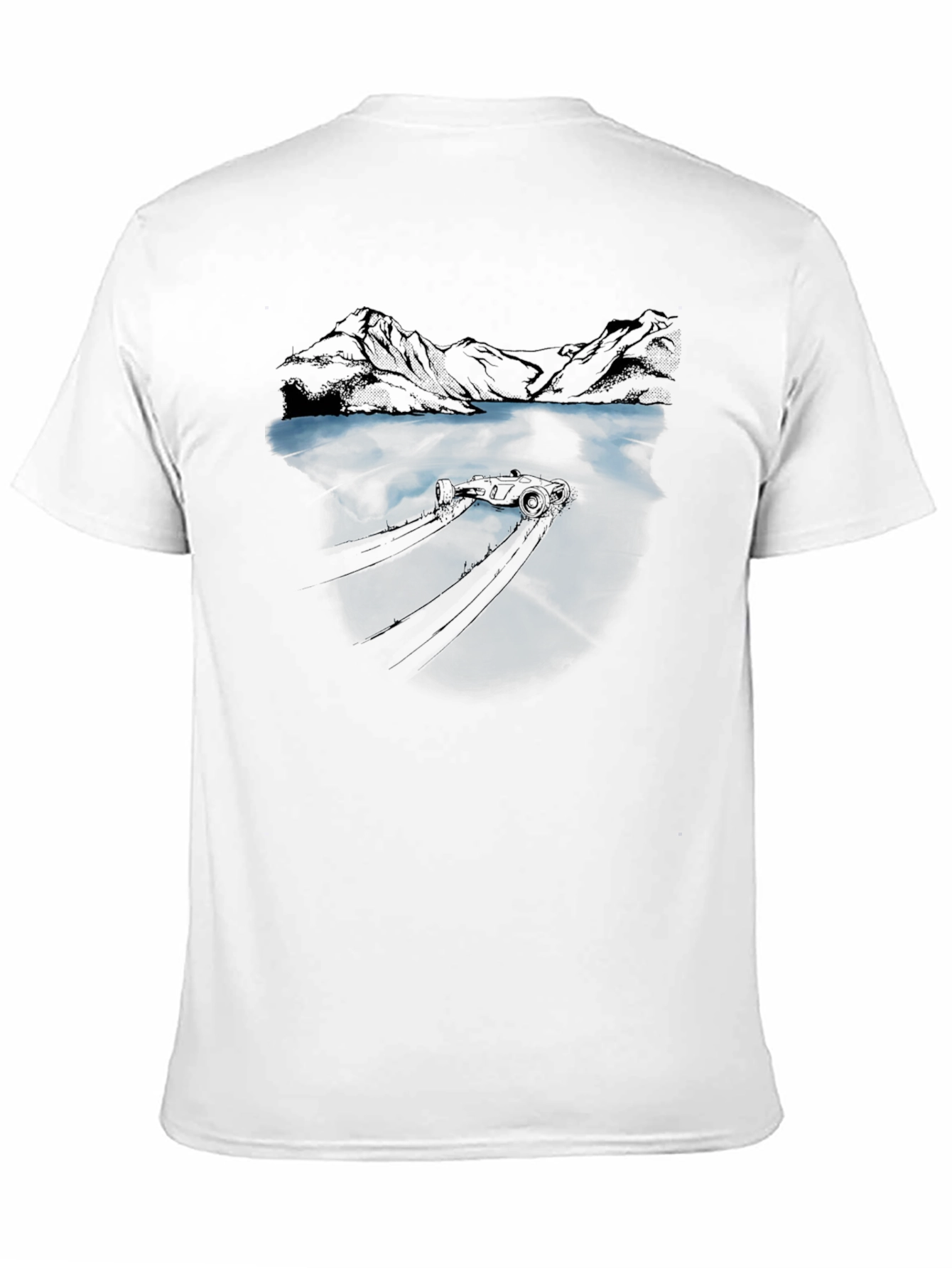 Mountain Lake Reflection Graphic Tee - Black