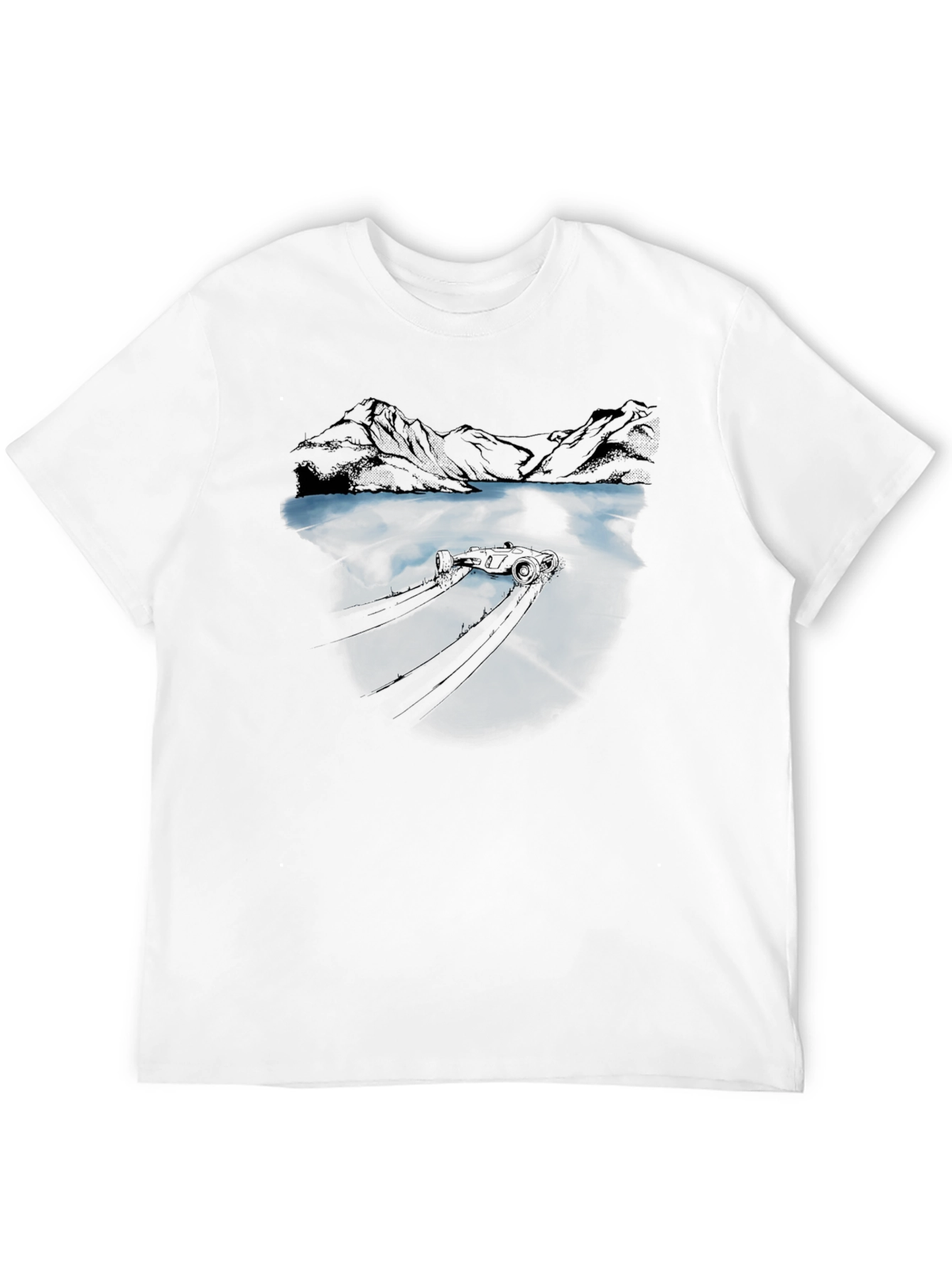 Mountain Lake Reflection Graphic Tee - Black