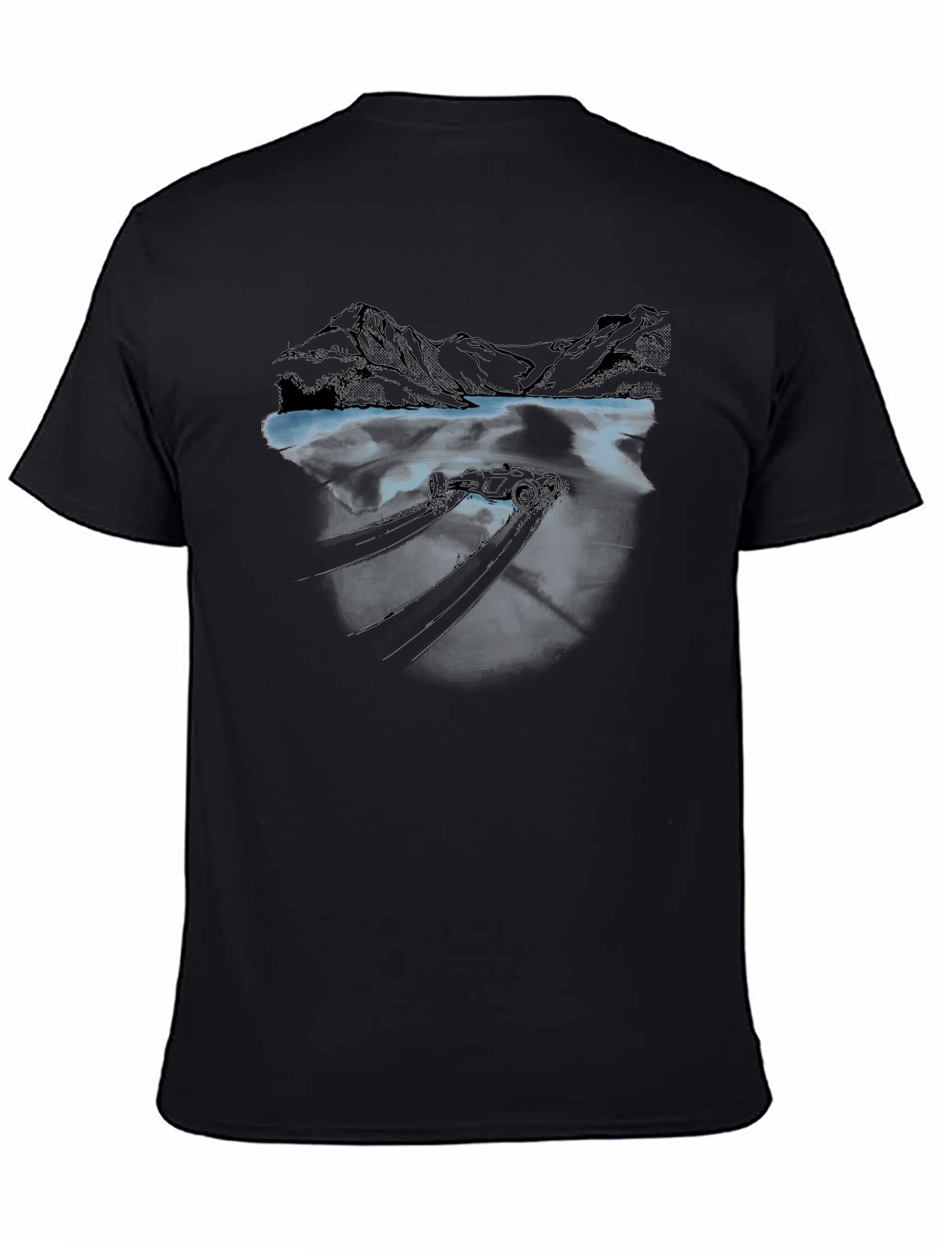 Mountain Lake Reflection Graphic Tee - Black