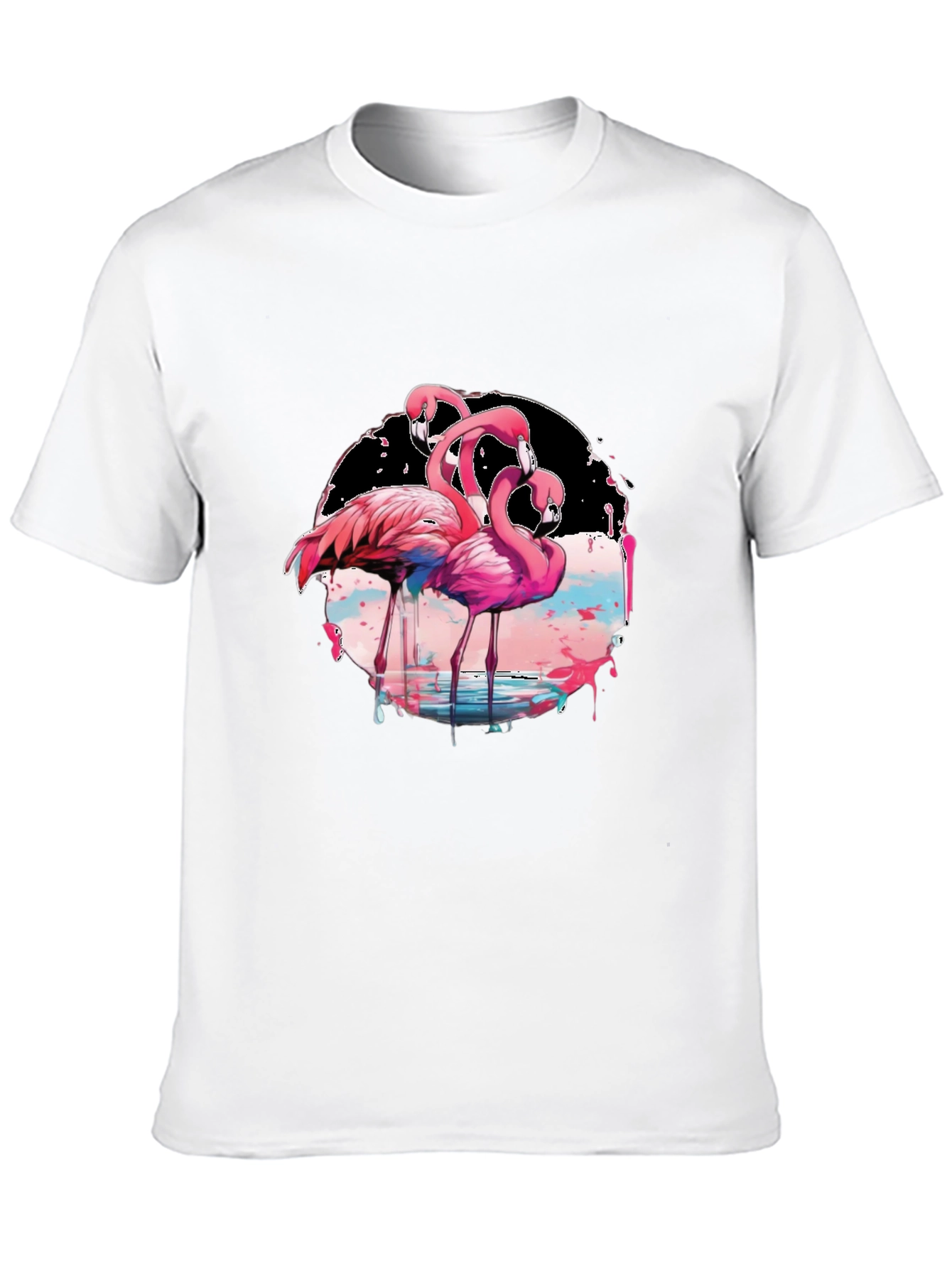 Flamingo Graphic Print Black T-Shirt