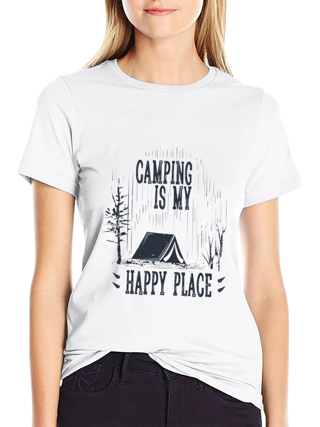 Camping is My Happy Place Black T-Shirt
