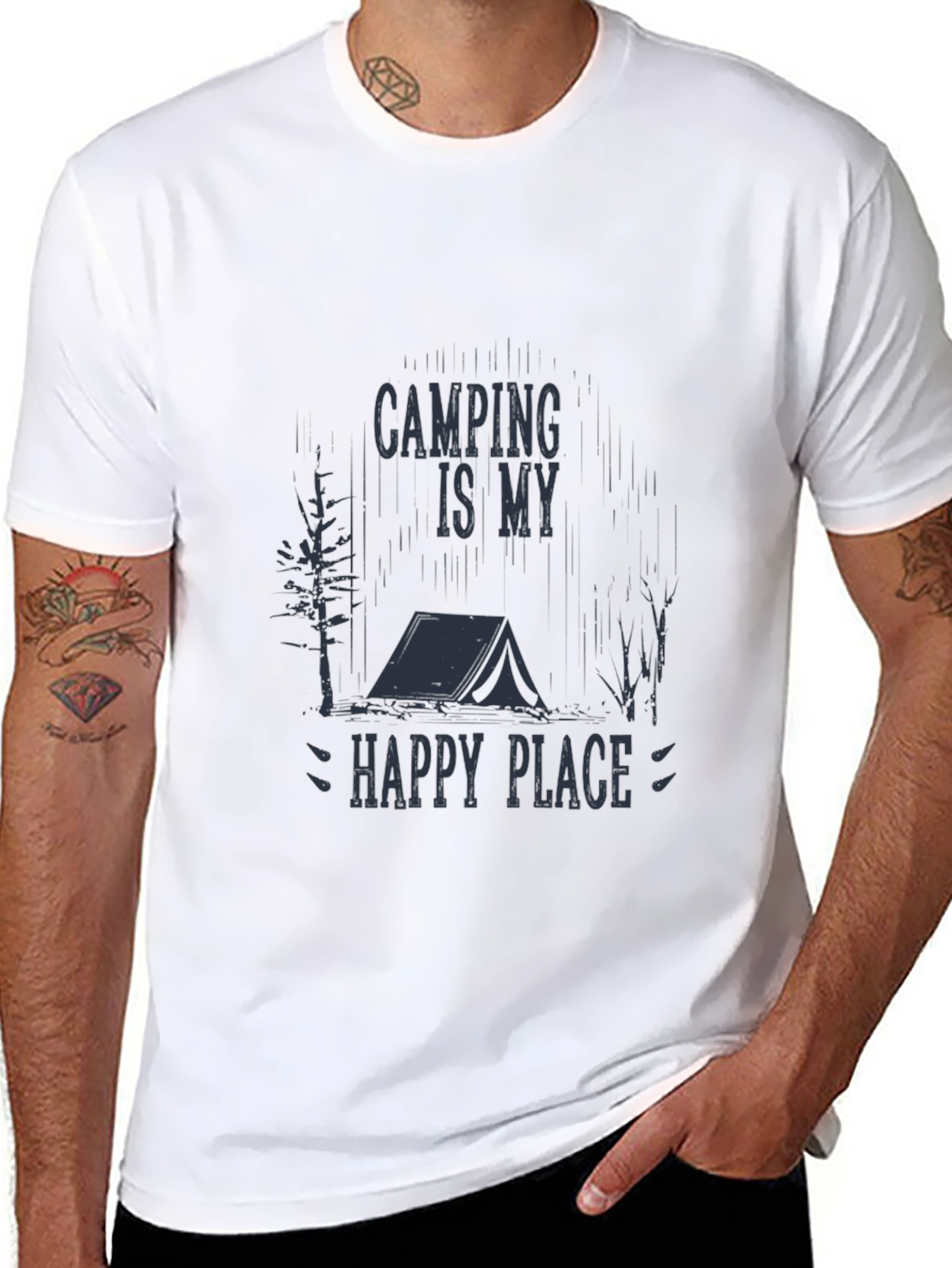 Camping is My Happy Place Black T-Shirt