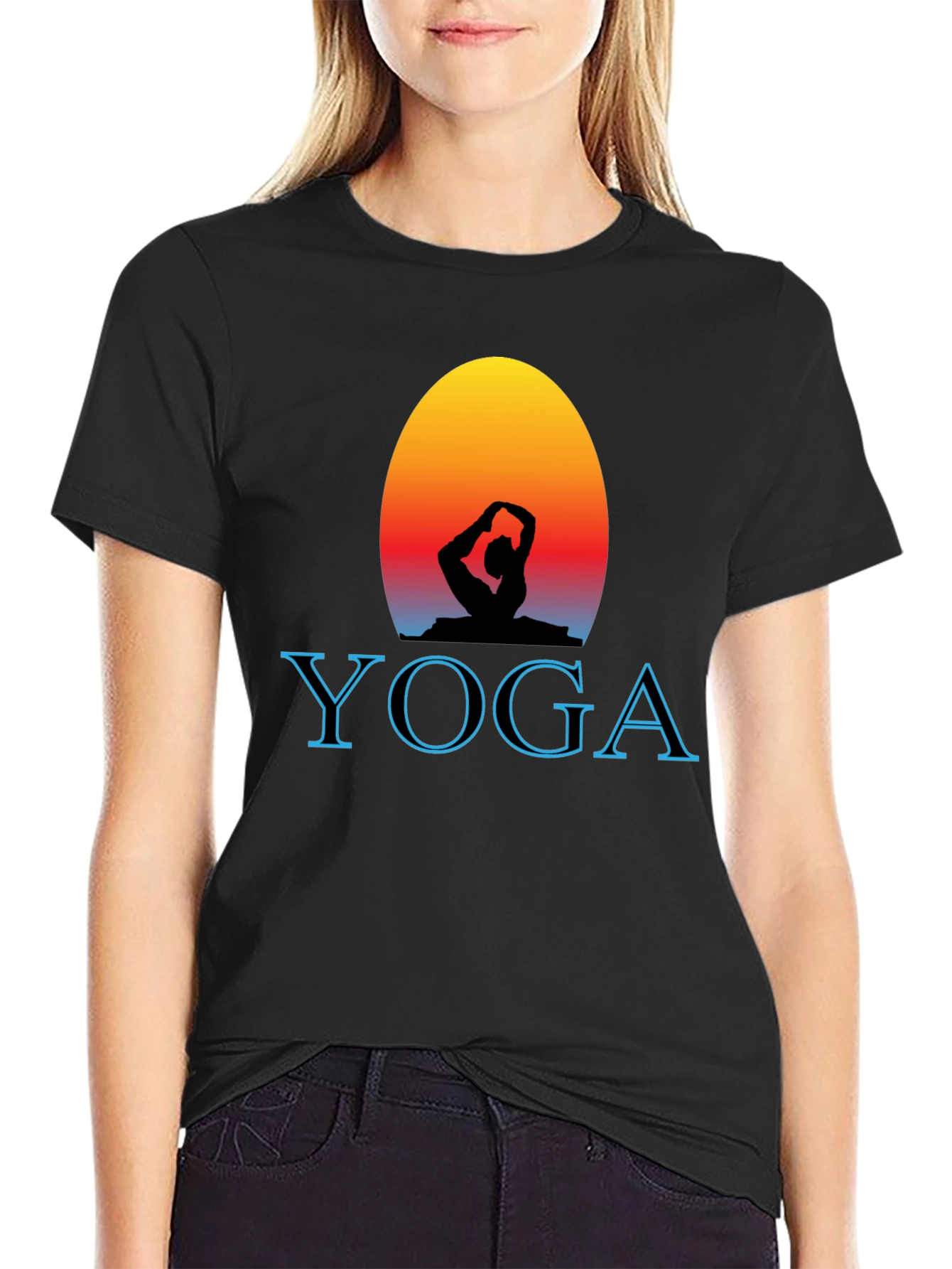Yoga Silhouette Graphic Tee - Black