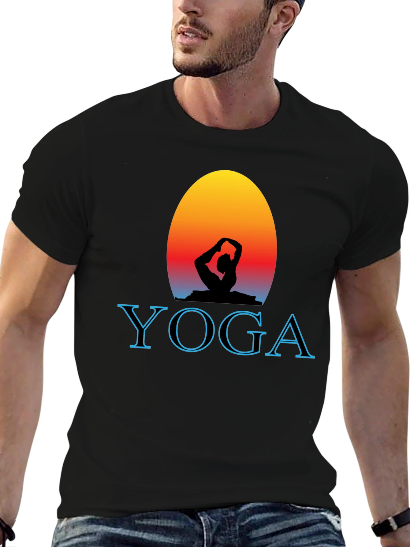 Yoga Silhouette Graphic Tee - Black