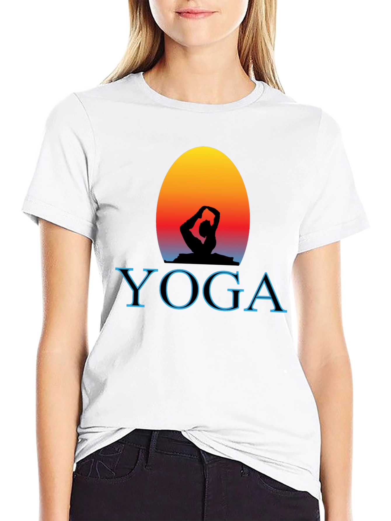 Yoga Silhouette Graphic Tee - Black