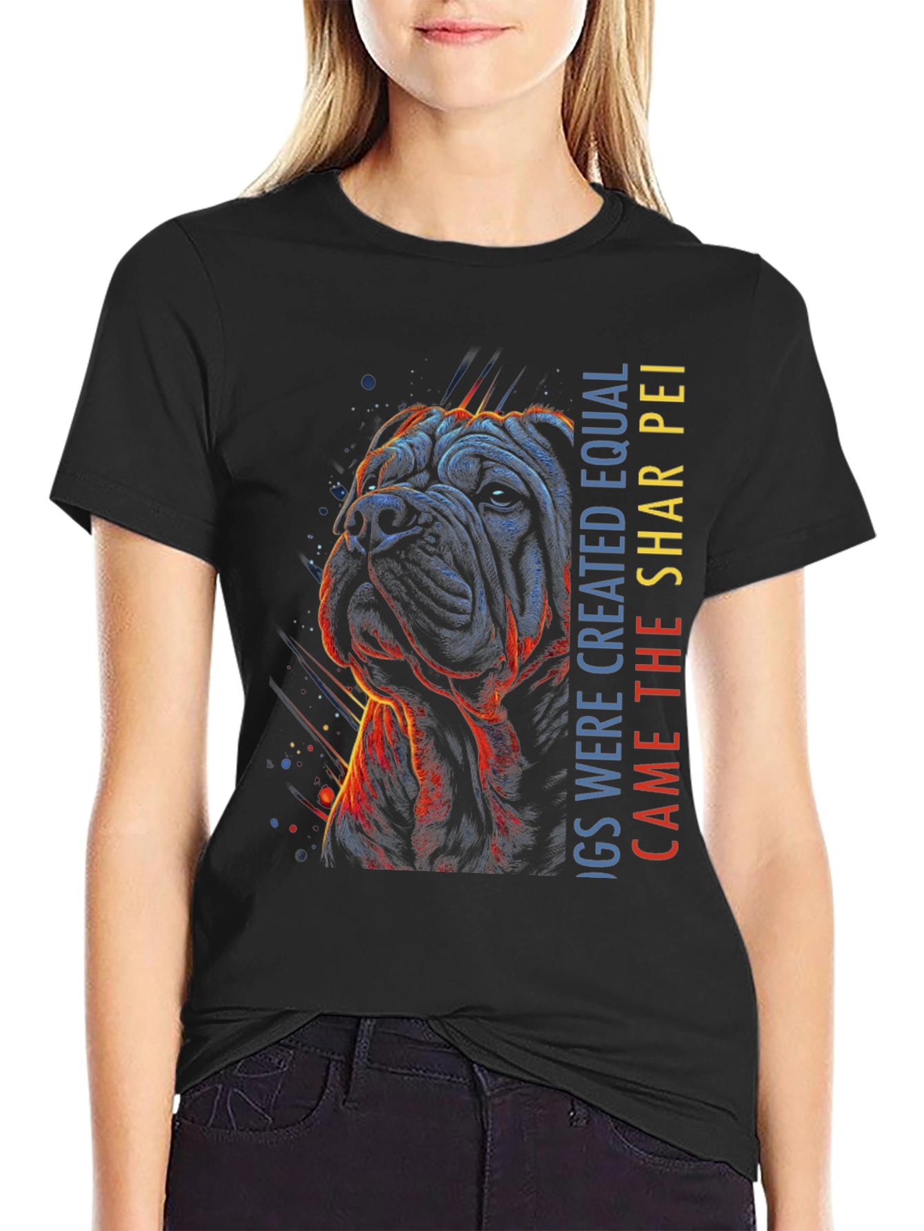 Shar Pei Dog Graphic T-Shirt - Mens Black Tee