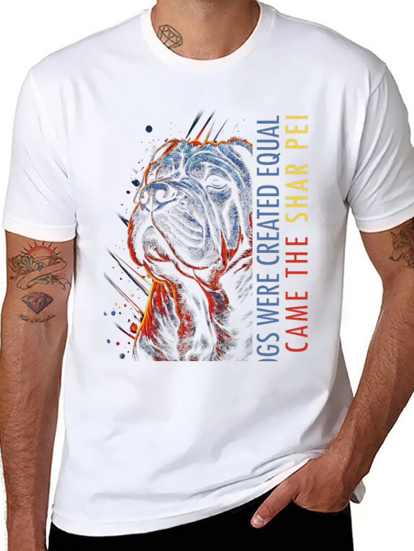 Shar Pei Dog Graphic T-Shirt - Mens Black Tee