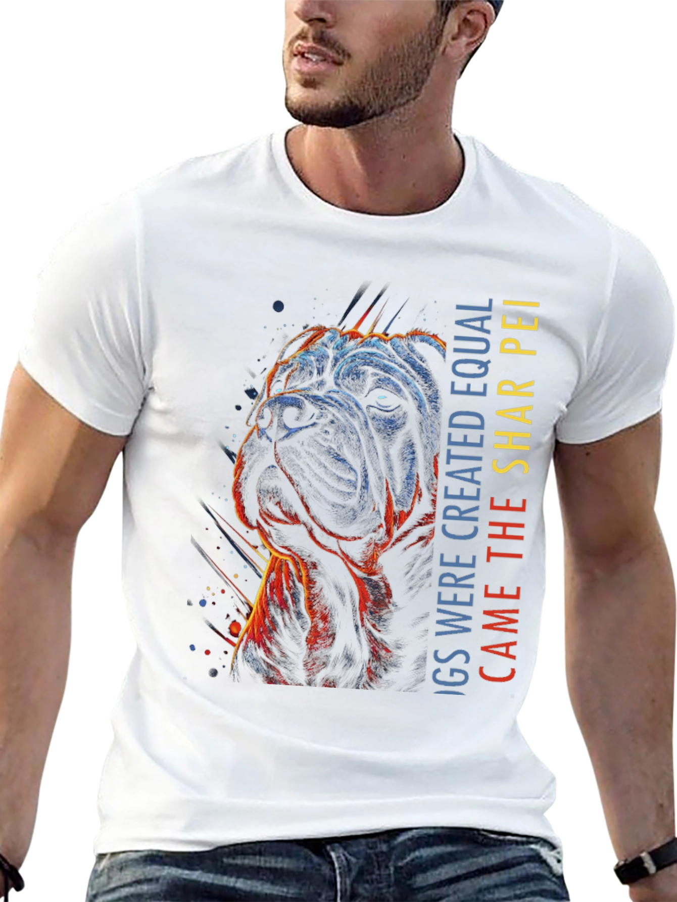 Shar Pei Dog Graphic T-Shirt - Mens Black Tee