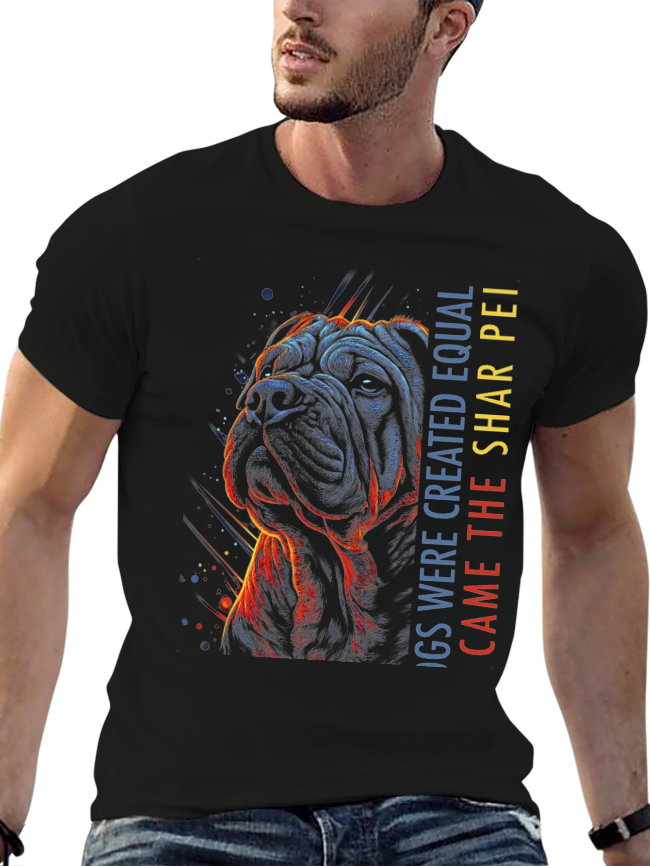 Shar Pei Dog Graphic T-Shirt - Mens Black Tee
