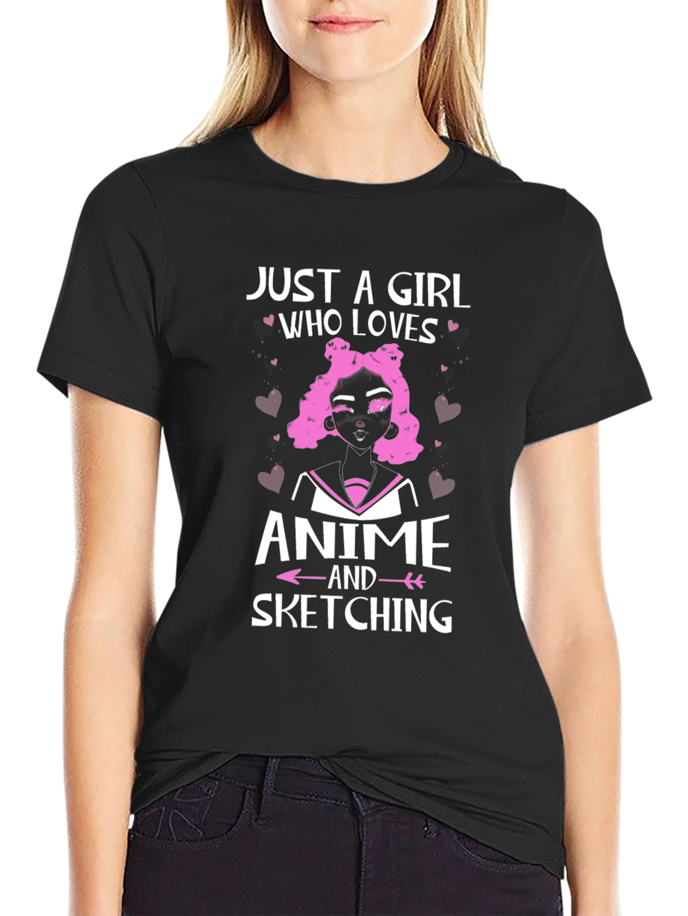 Anime & Sketching Girl T-Shirt - Stylish Cotton Tee