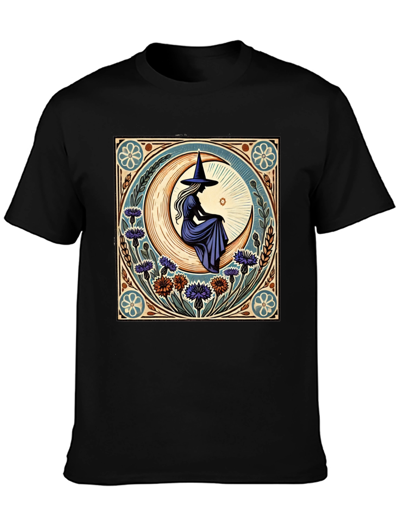 Witch on Moon Graphic Tee - Unique Design