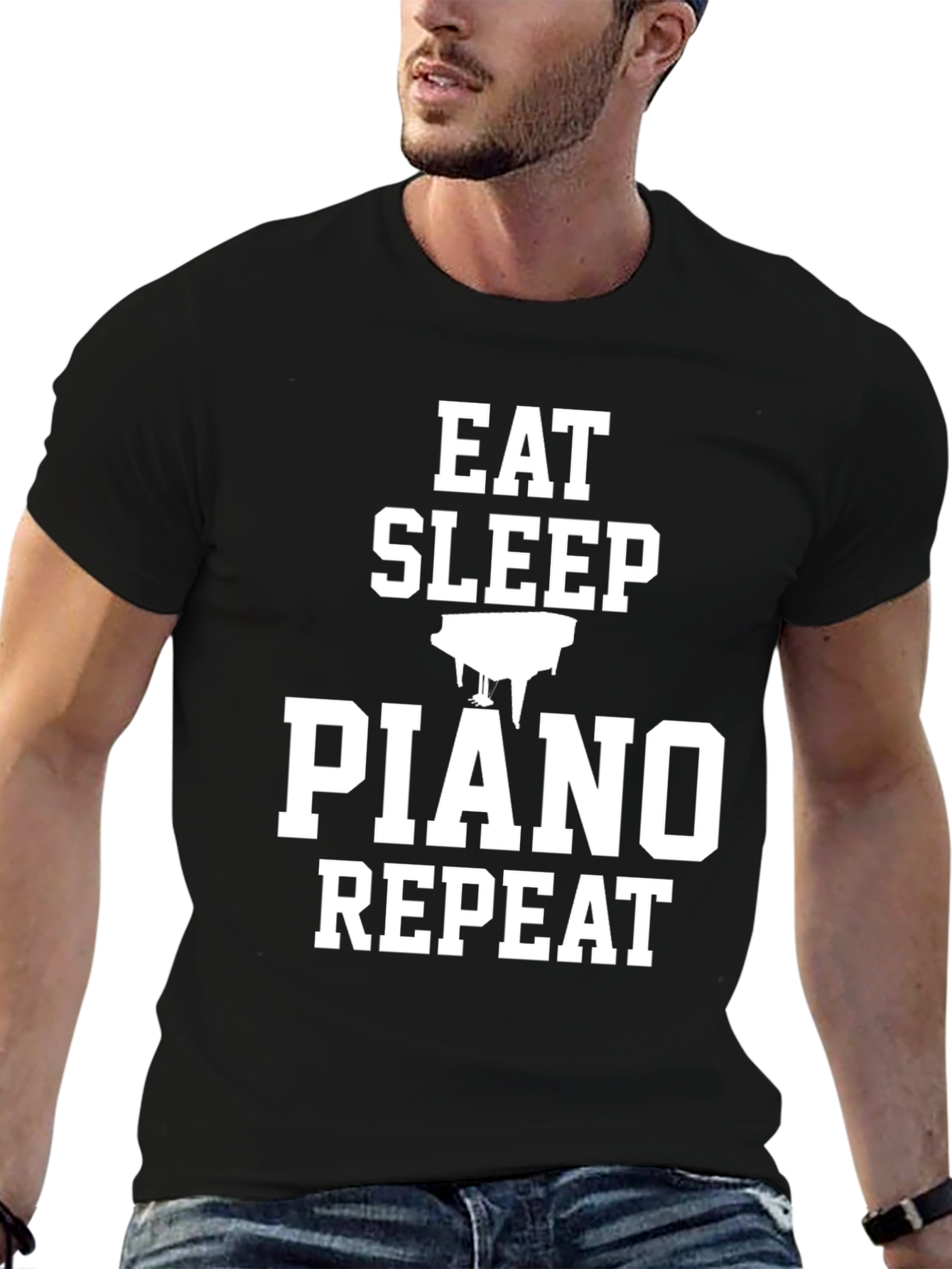 Eat Sleep Piano Repeat Black T-Shirt