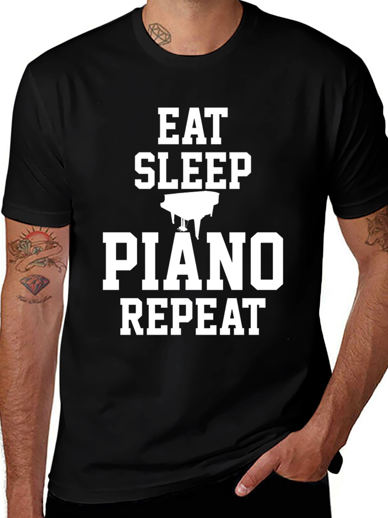 Eat Sleep Piano Repeat Black T-Shirt