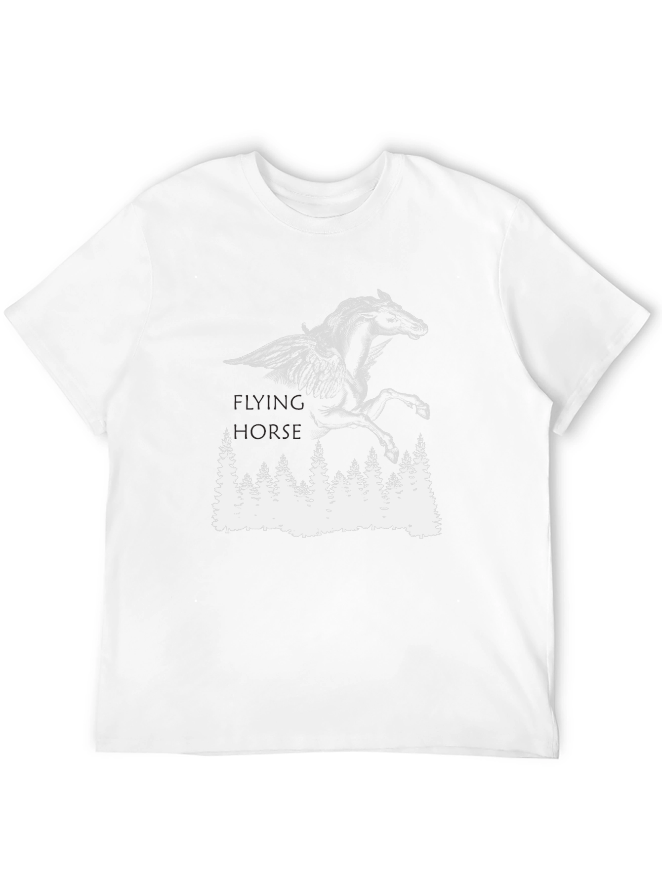 Flying Horse Graphic Tee - Black Cotton T-Shirt