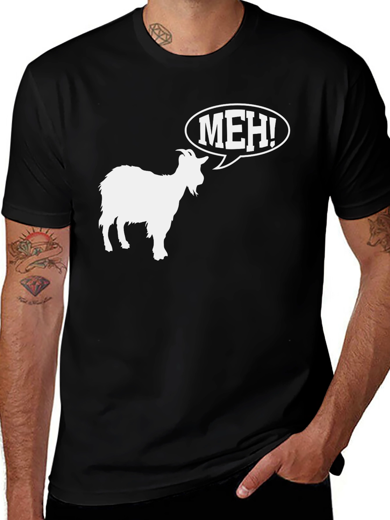 Meh! Goat Graphic T-Shirt - Black