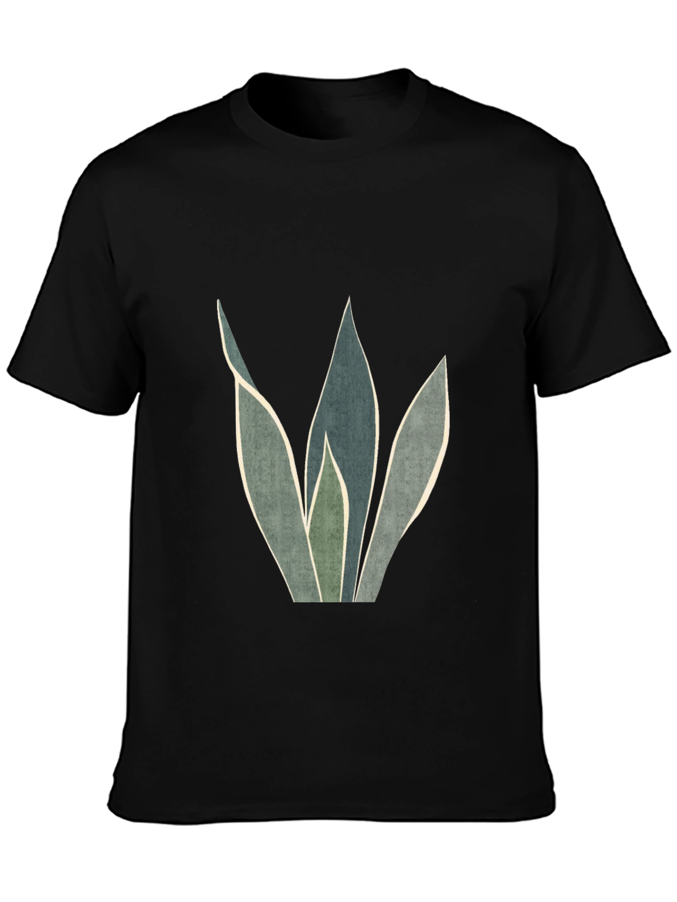 Modern Plant Graphic Black T-Shirt