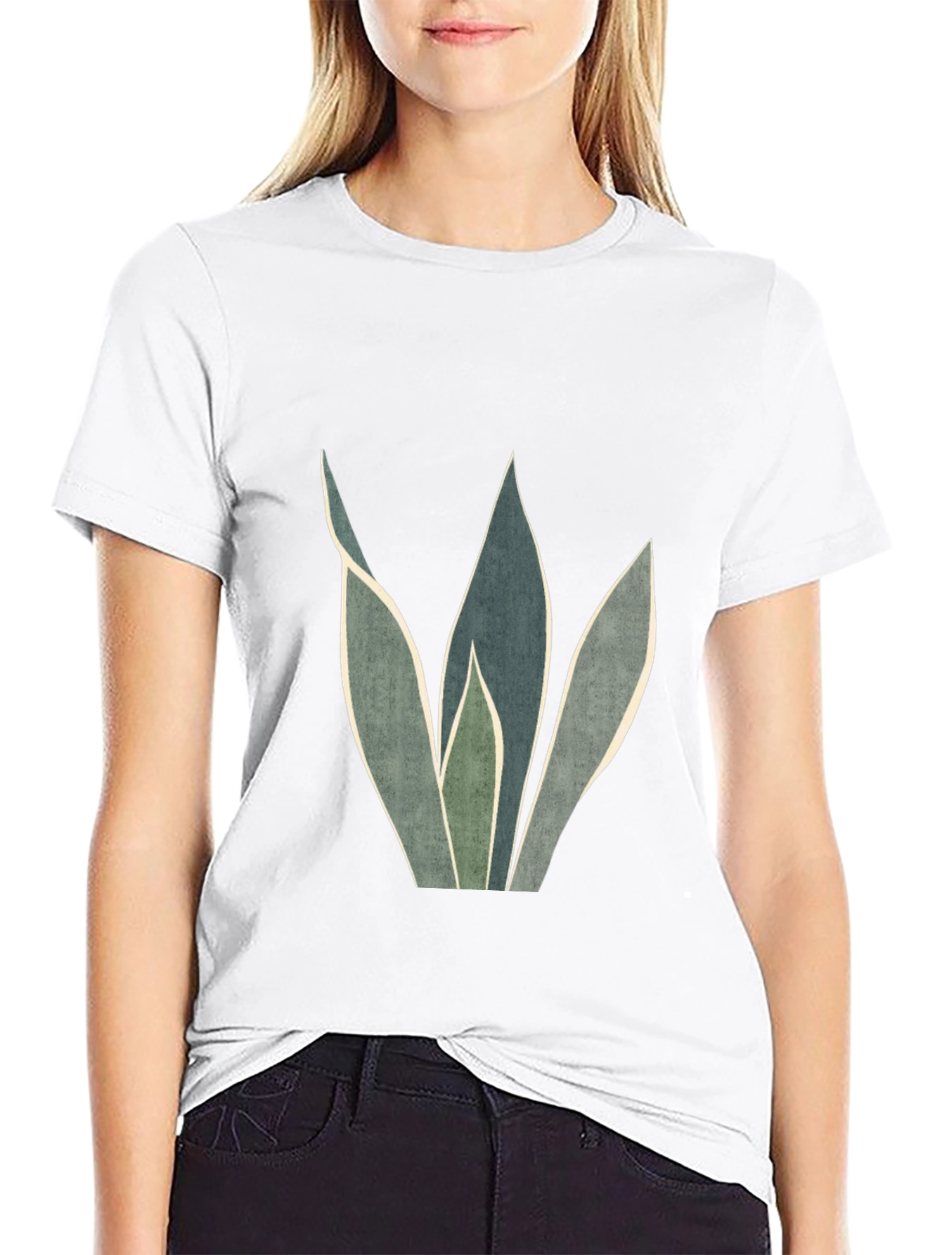 Modern Plant Graphic Black T-Shirt