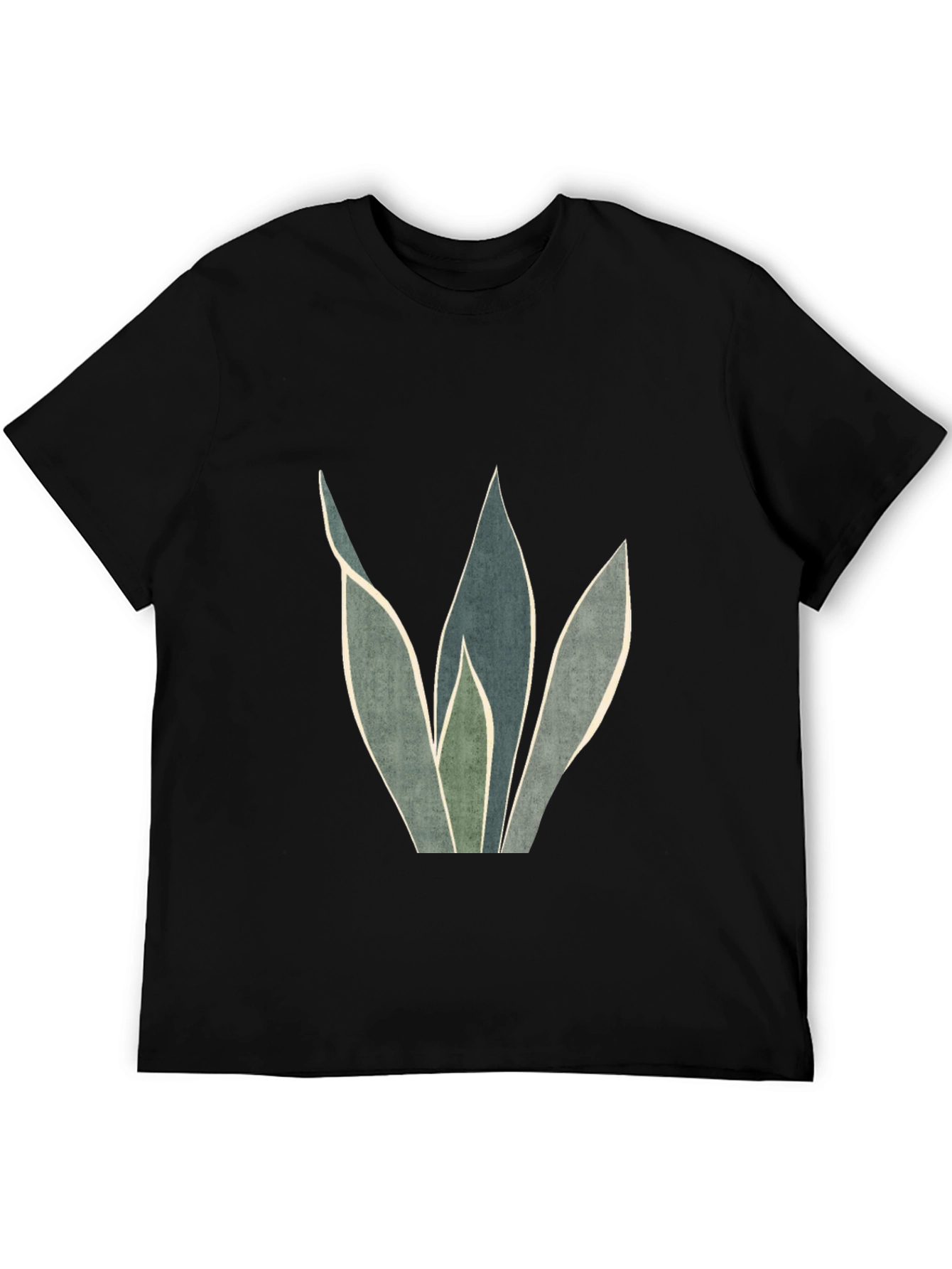 Modern Plant Graphic Black T-Shirt