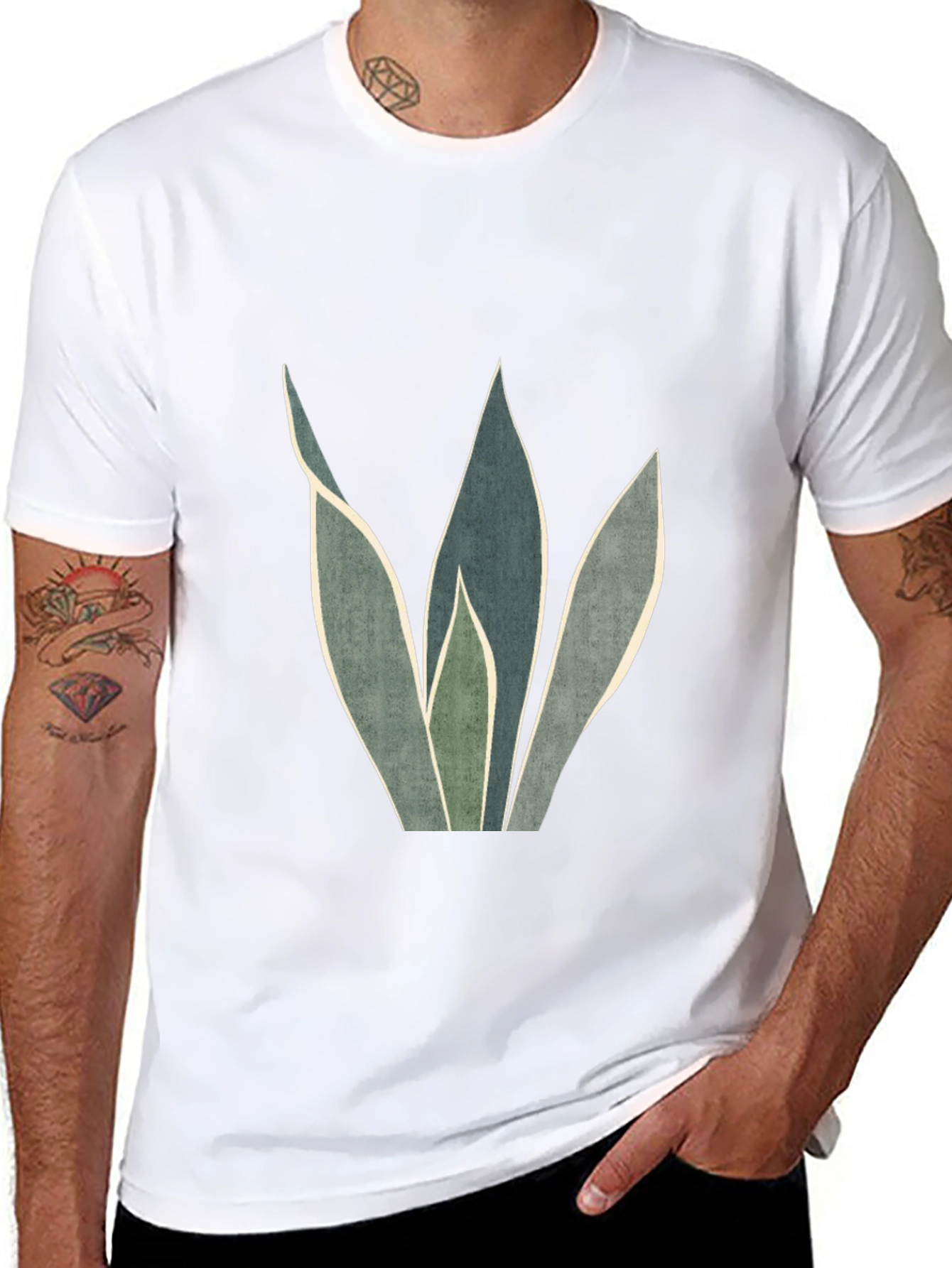 Modern Plant Graphic Black T-Shirt