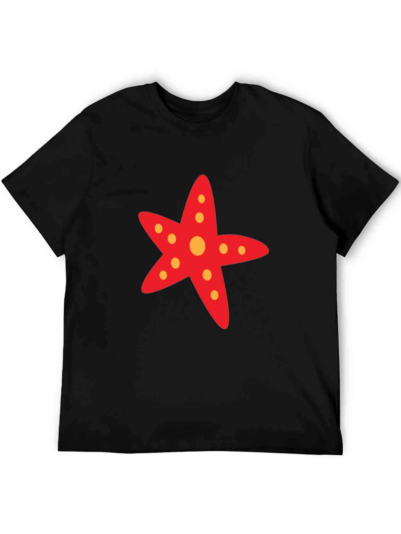 Starfish Graphic Tee - Black Cotton Casual T-Shirt