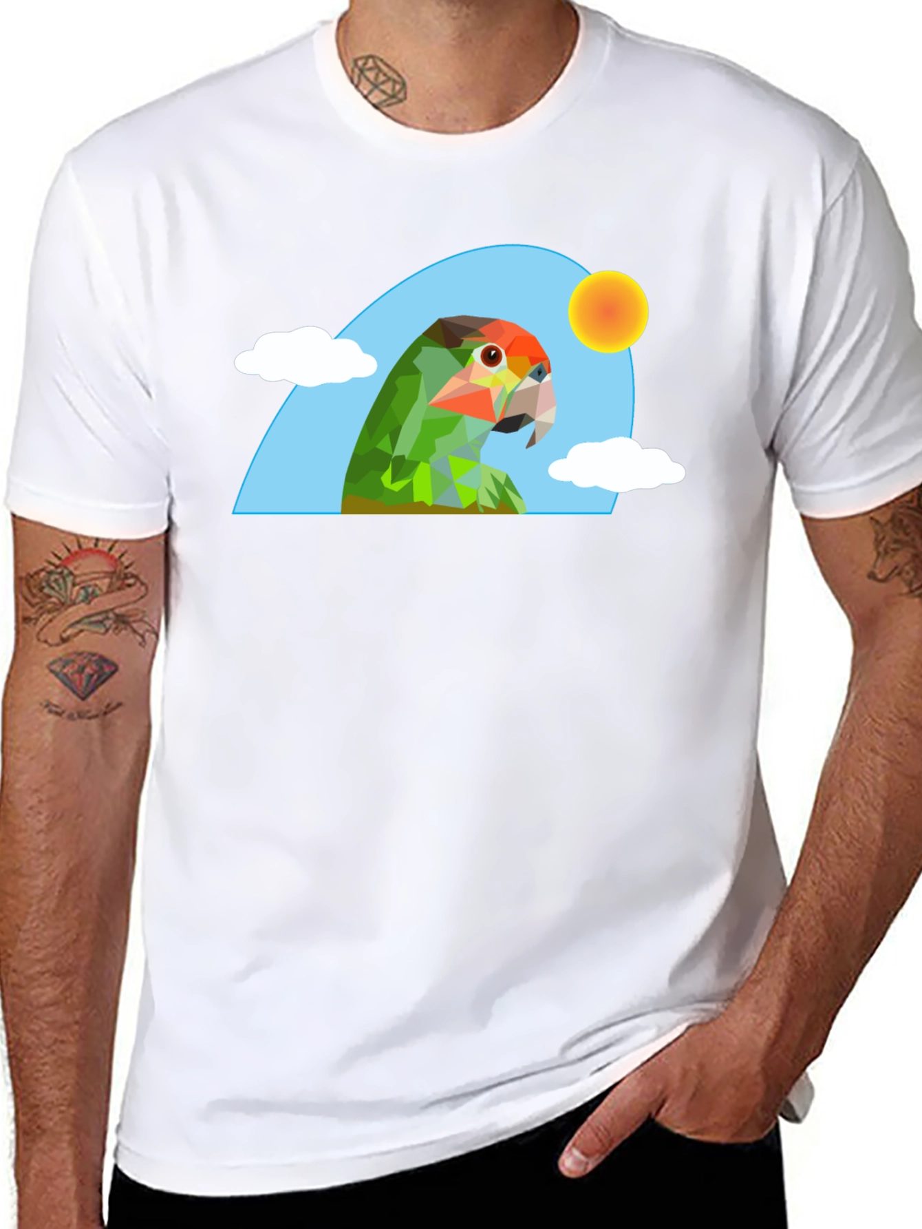 Geometric Parrot T-Shirt - Unique Graphic Tee