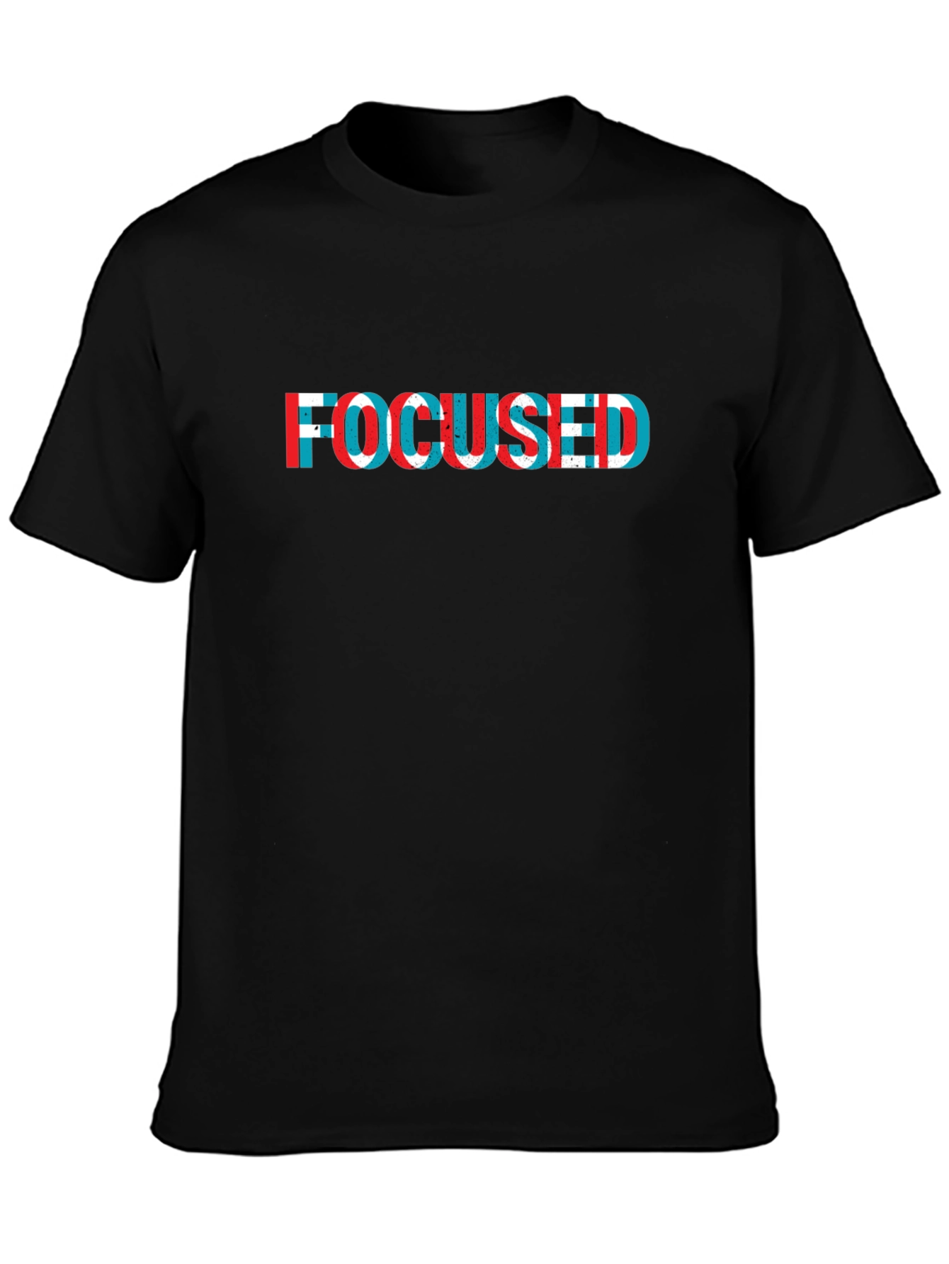 Focused Glitch Graphic Black T-Shirt