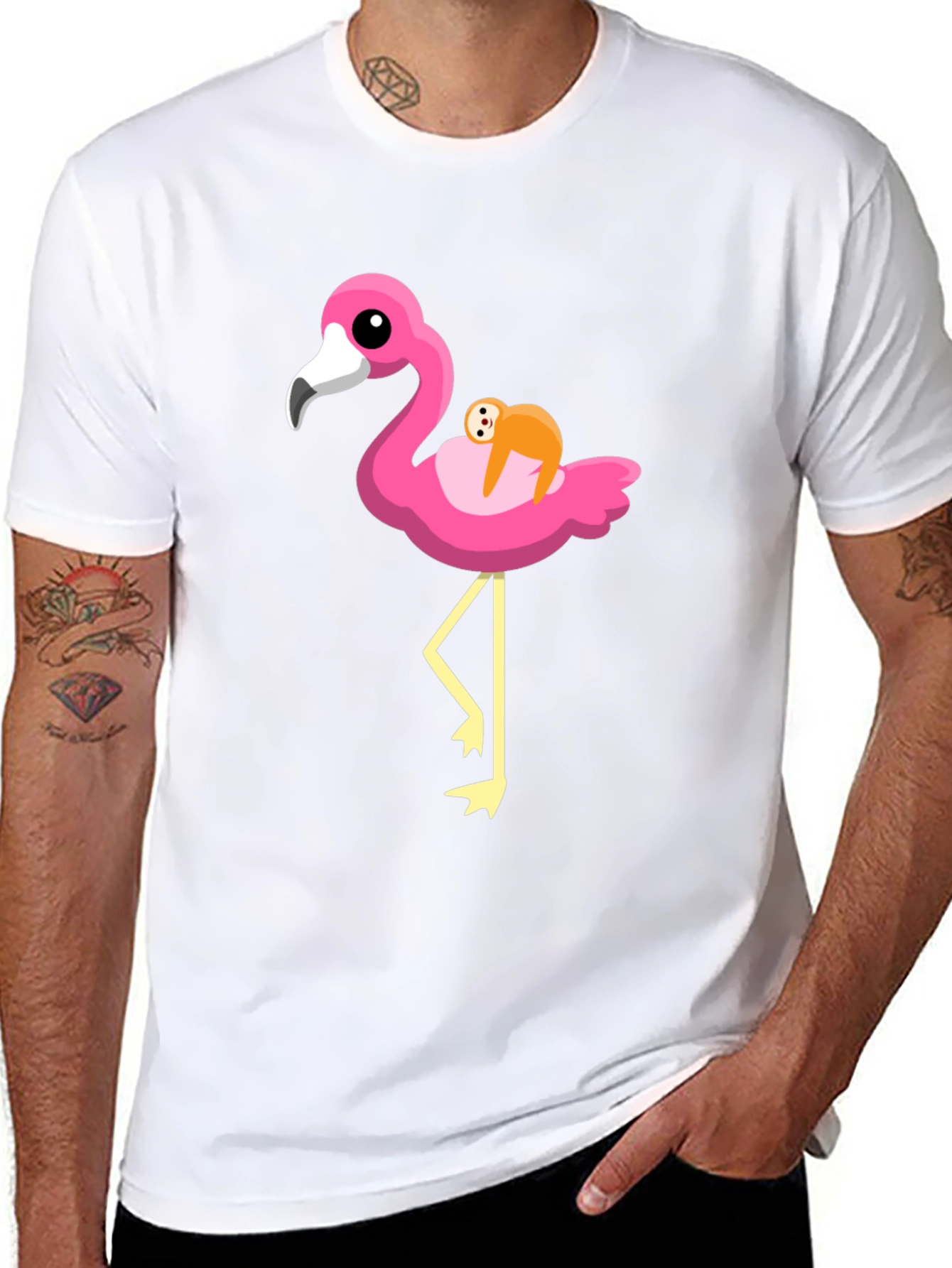 Flamingo Sloth T-Shirt - Quirky Graphic Tee