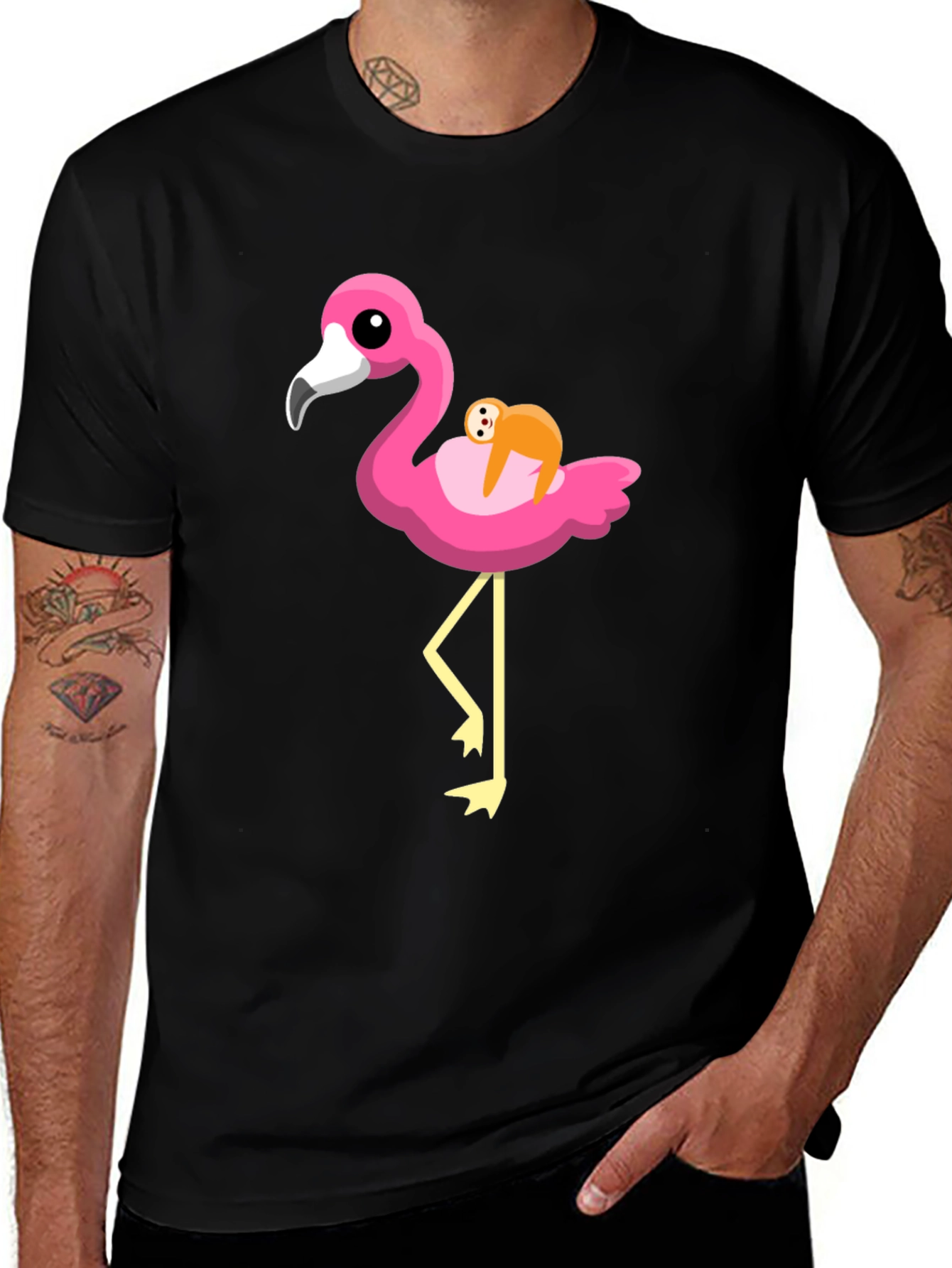 Flamingo Sloth T-Shirt - Quirky Graphic Tee