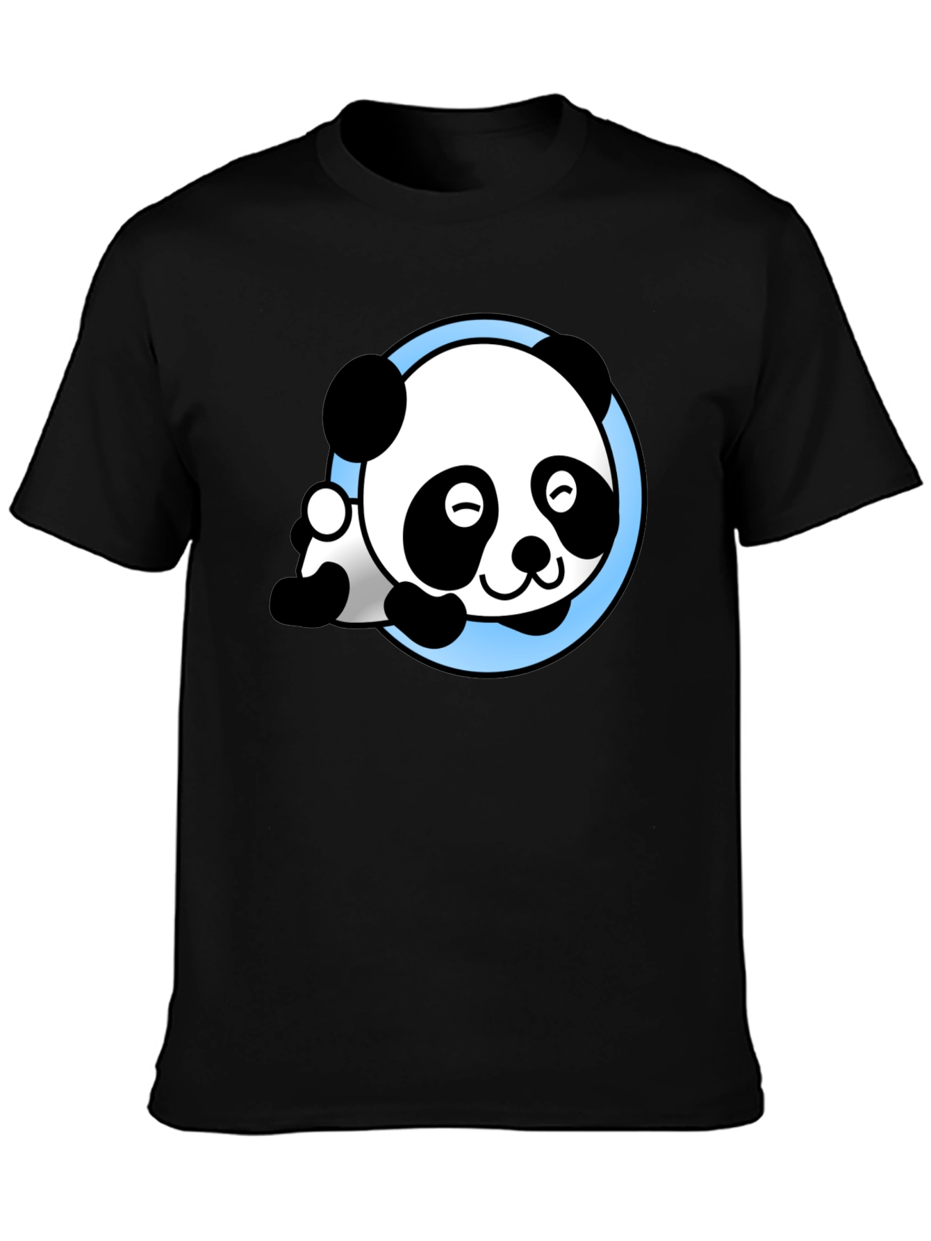 Cute Panda Graphic Tee - Soft Black T-Shirt