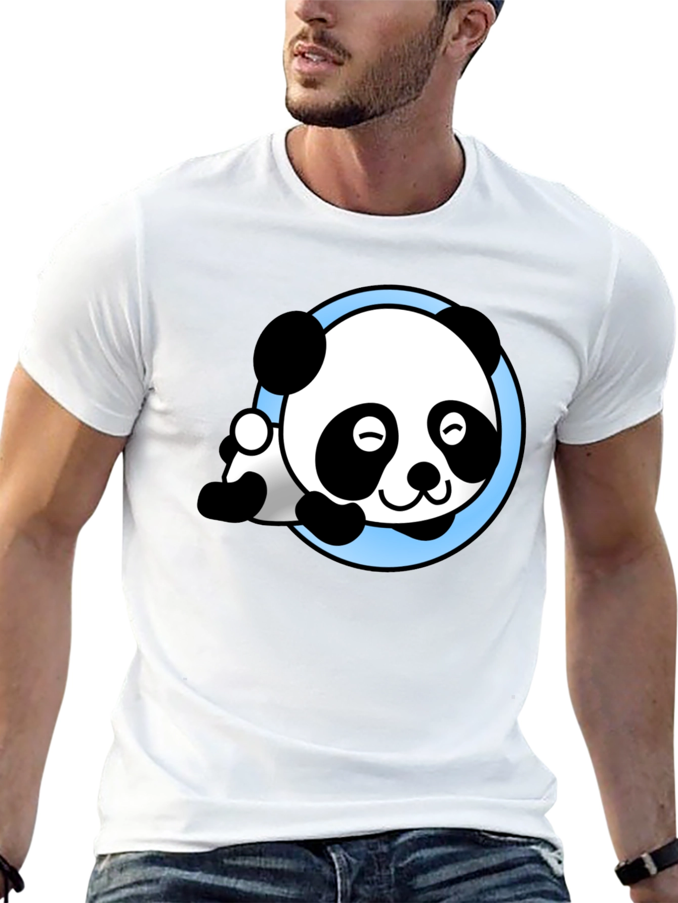 Cute Panda Graphic Tee - Soft Black T-Shirt