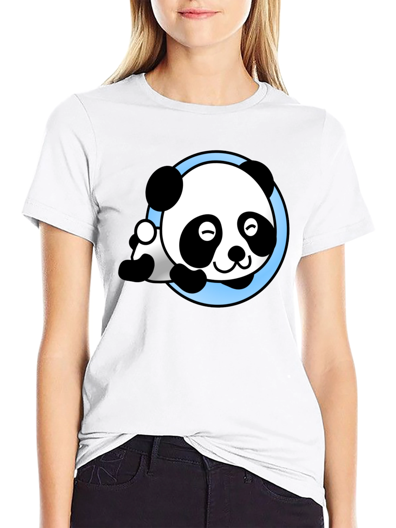 Cute Panda Graphic Tee - Soft Black T-Shirt