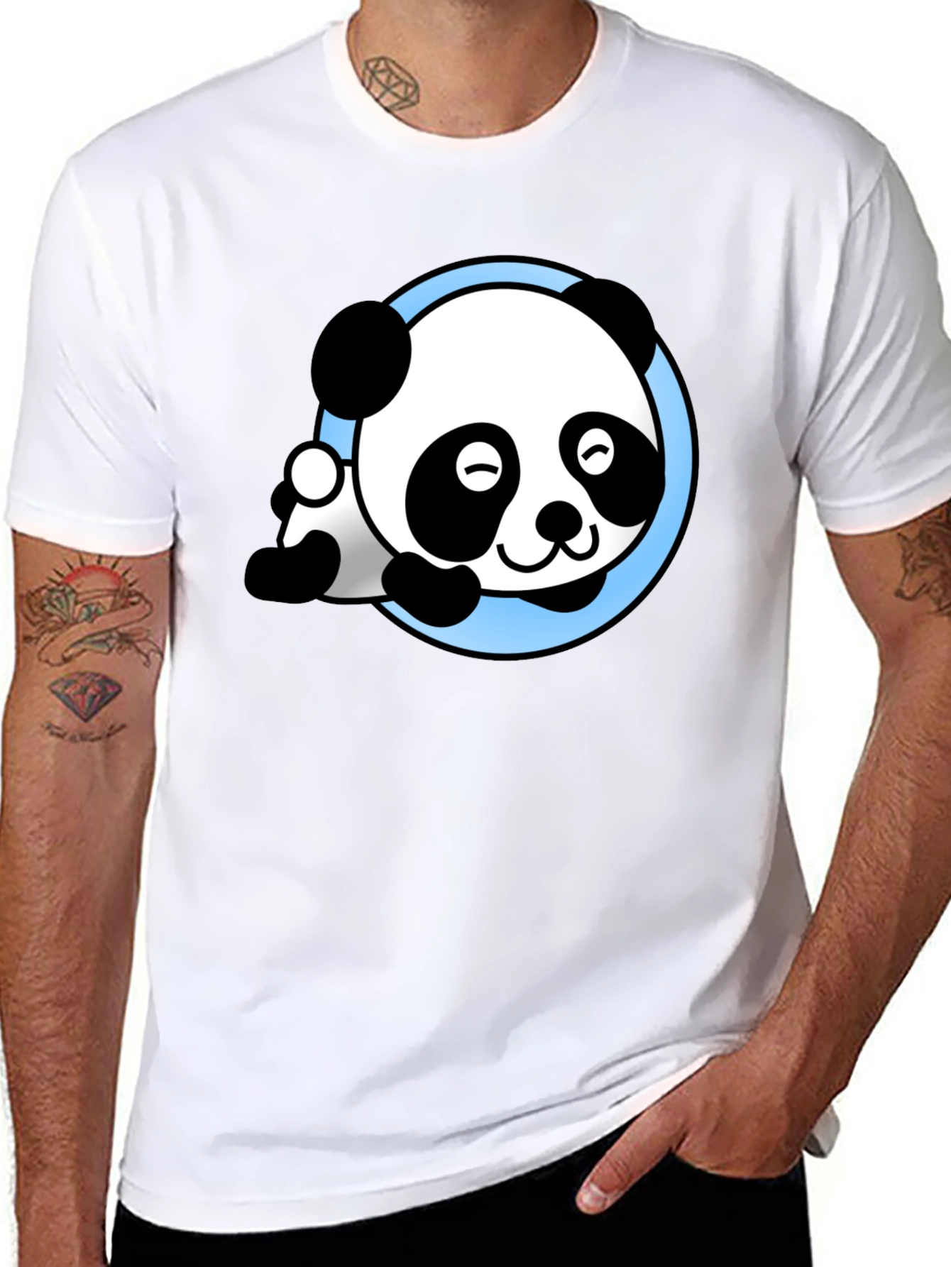 Cute Panda Graphic Tee - Soft Black T-Shirt