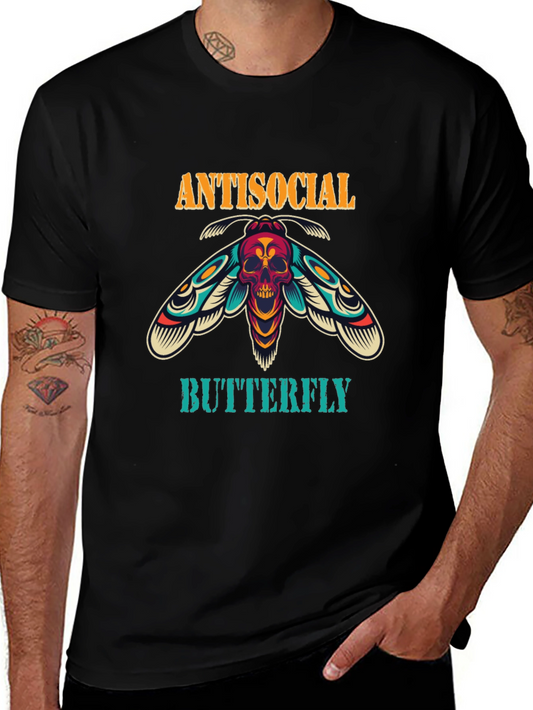 Antisocial Butterfly Graphic Print Black T-Shirt