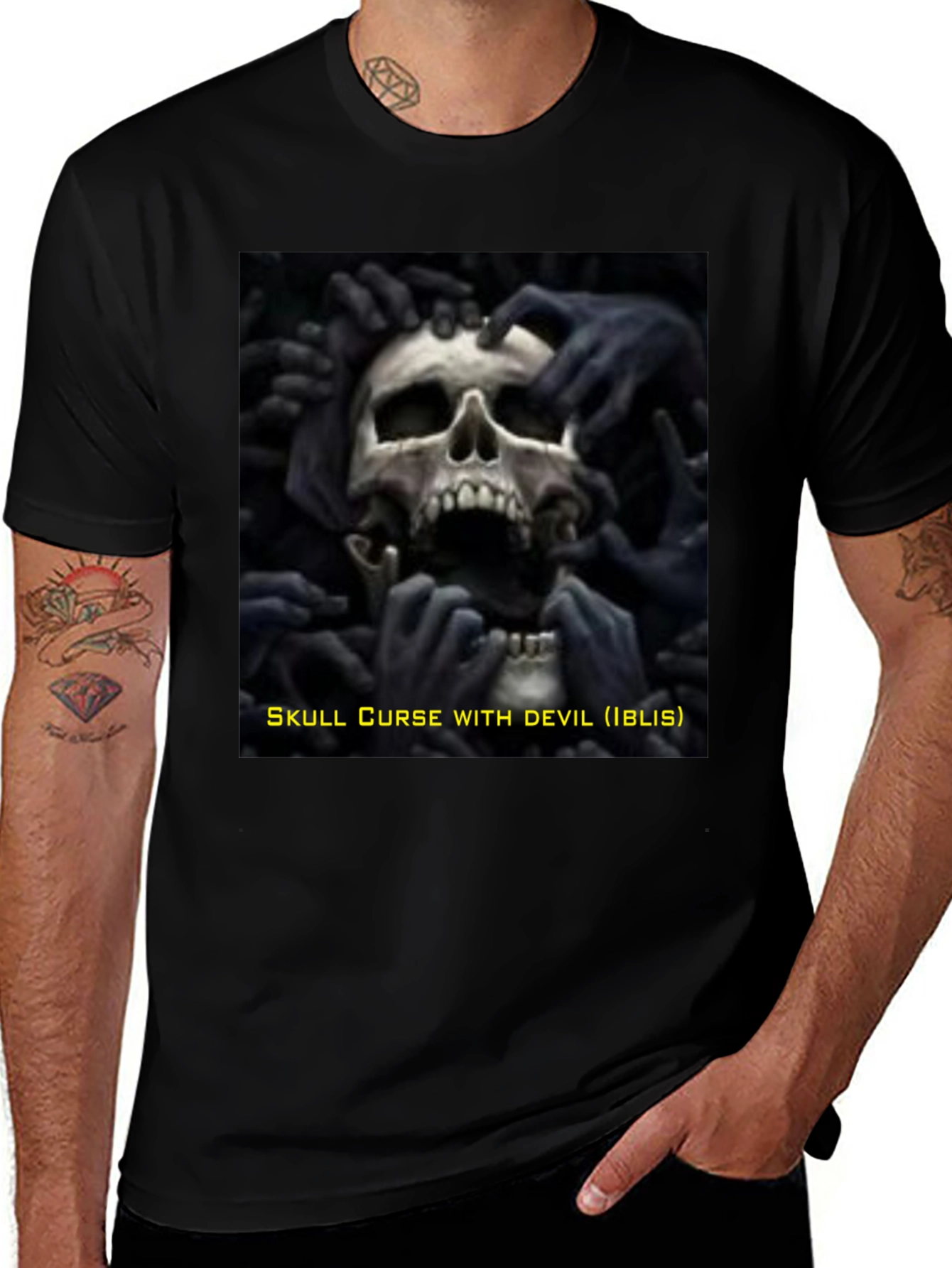 Skull Curse Devil Black Graphic Tee