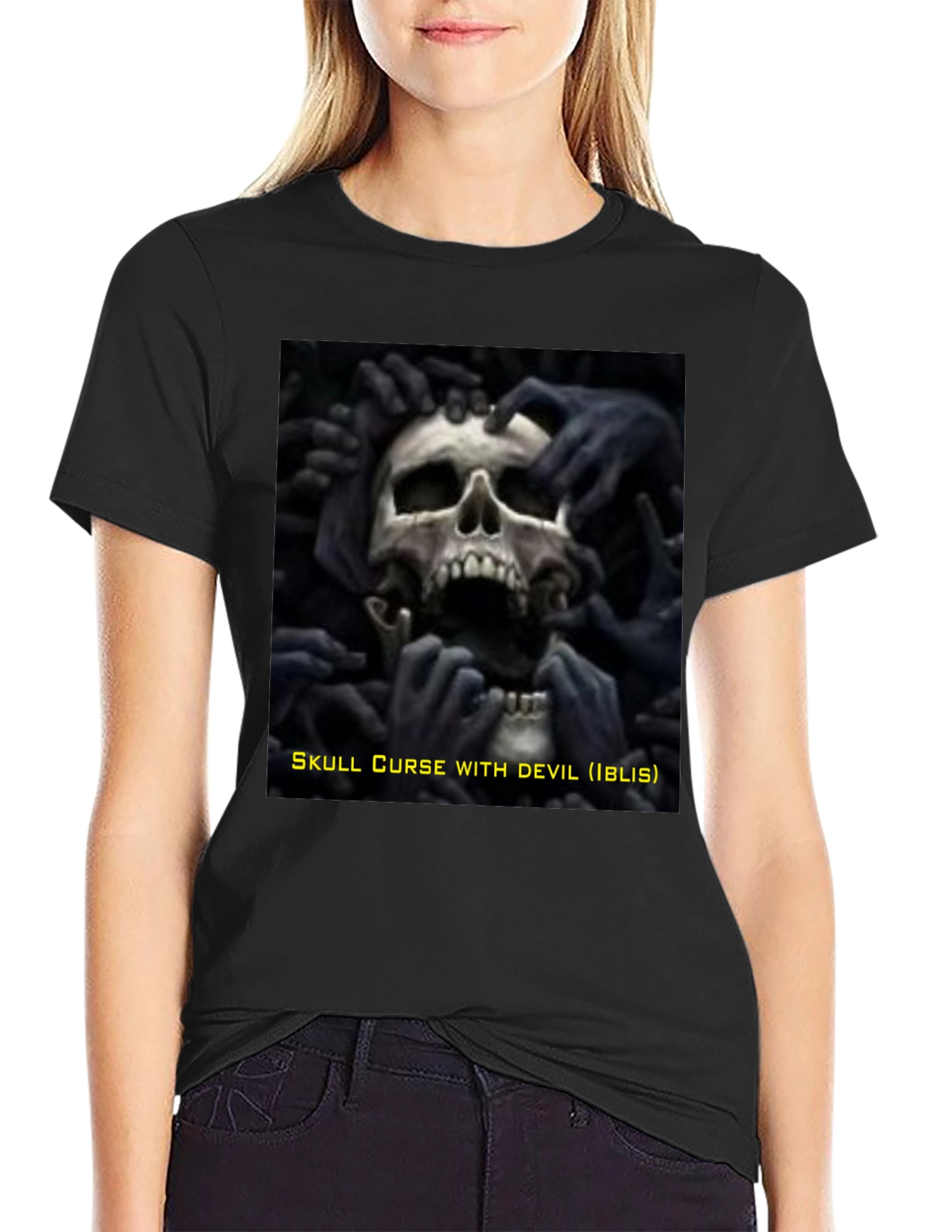 Skull Curse Devil Black Graphic Tee