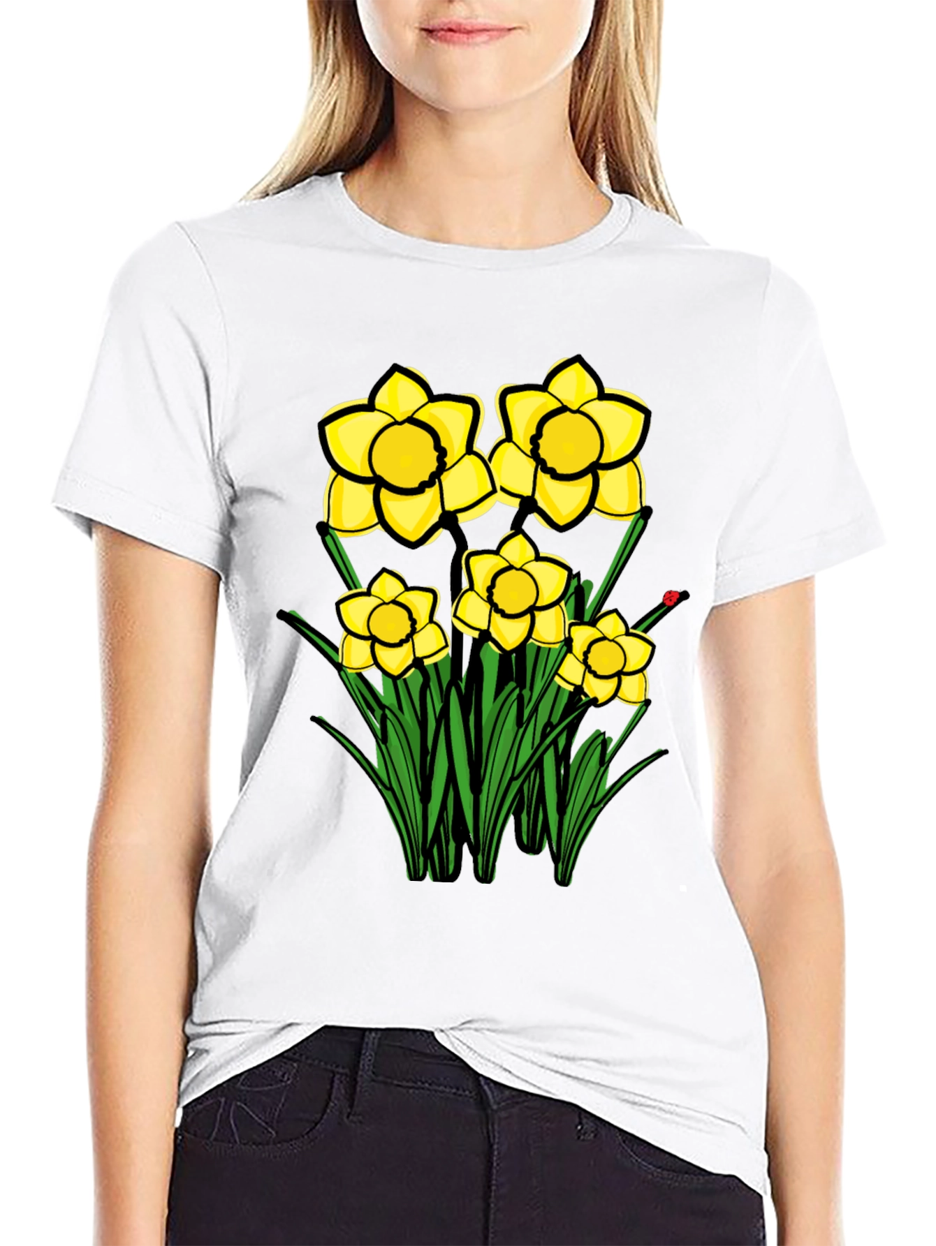 Daffodil Graphic Black T-Shirt