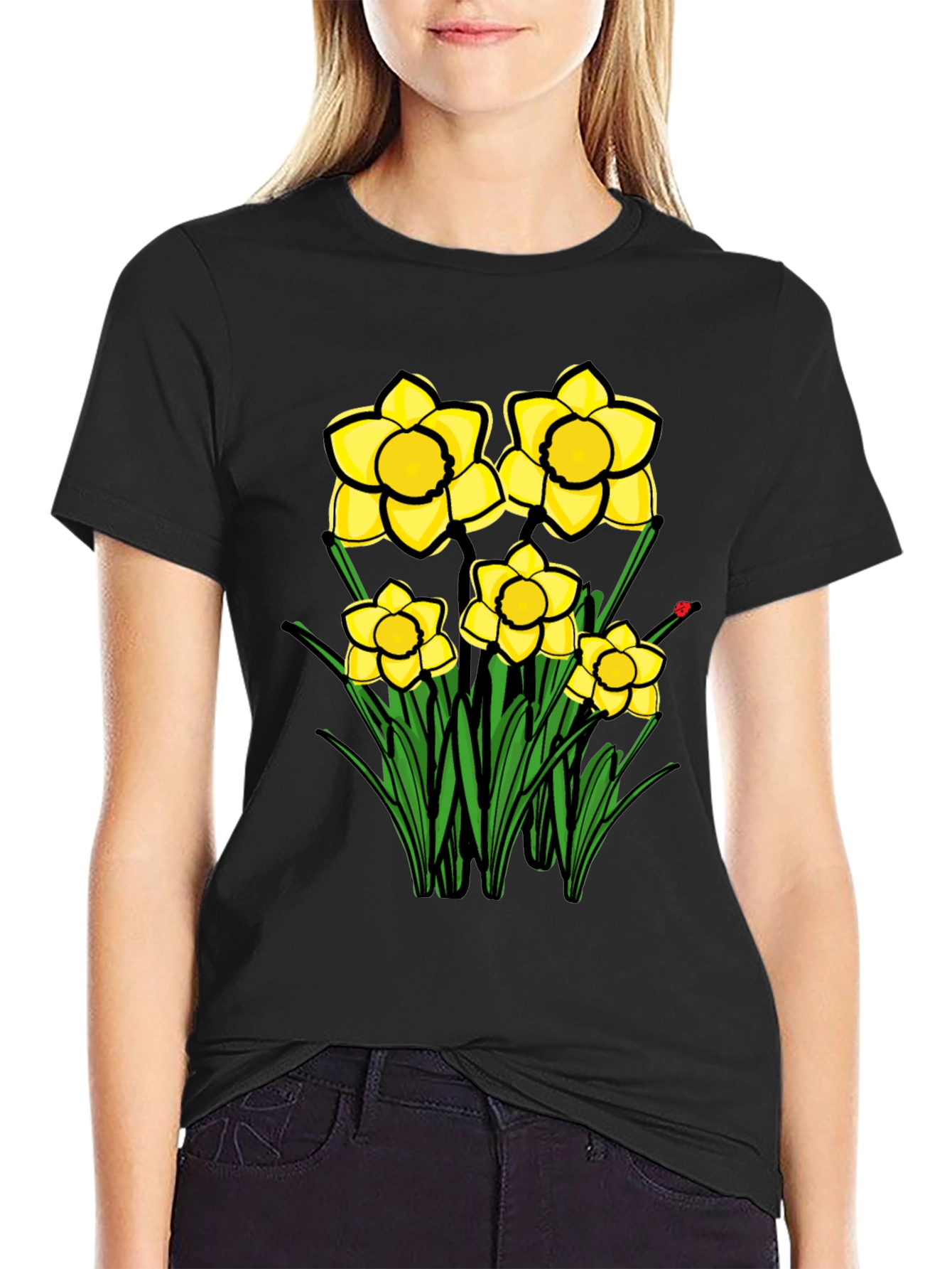 Daffodil Graphic Black T-Shirt