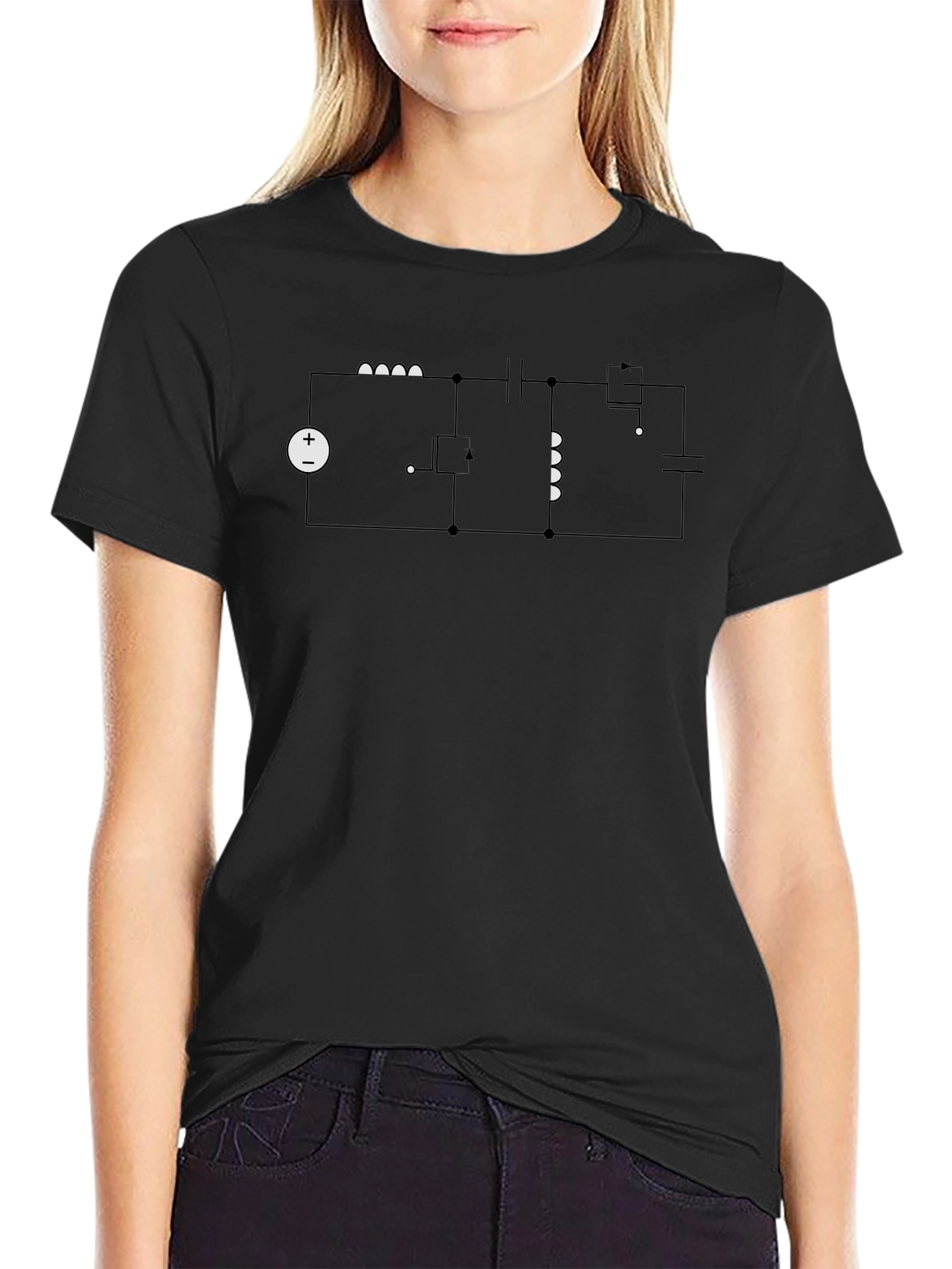Circuit Design Graphic Tee - Black Cotton T-Shirt