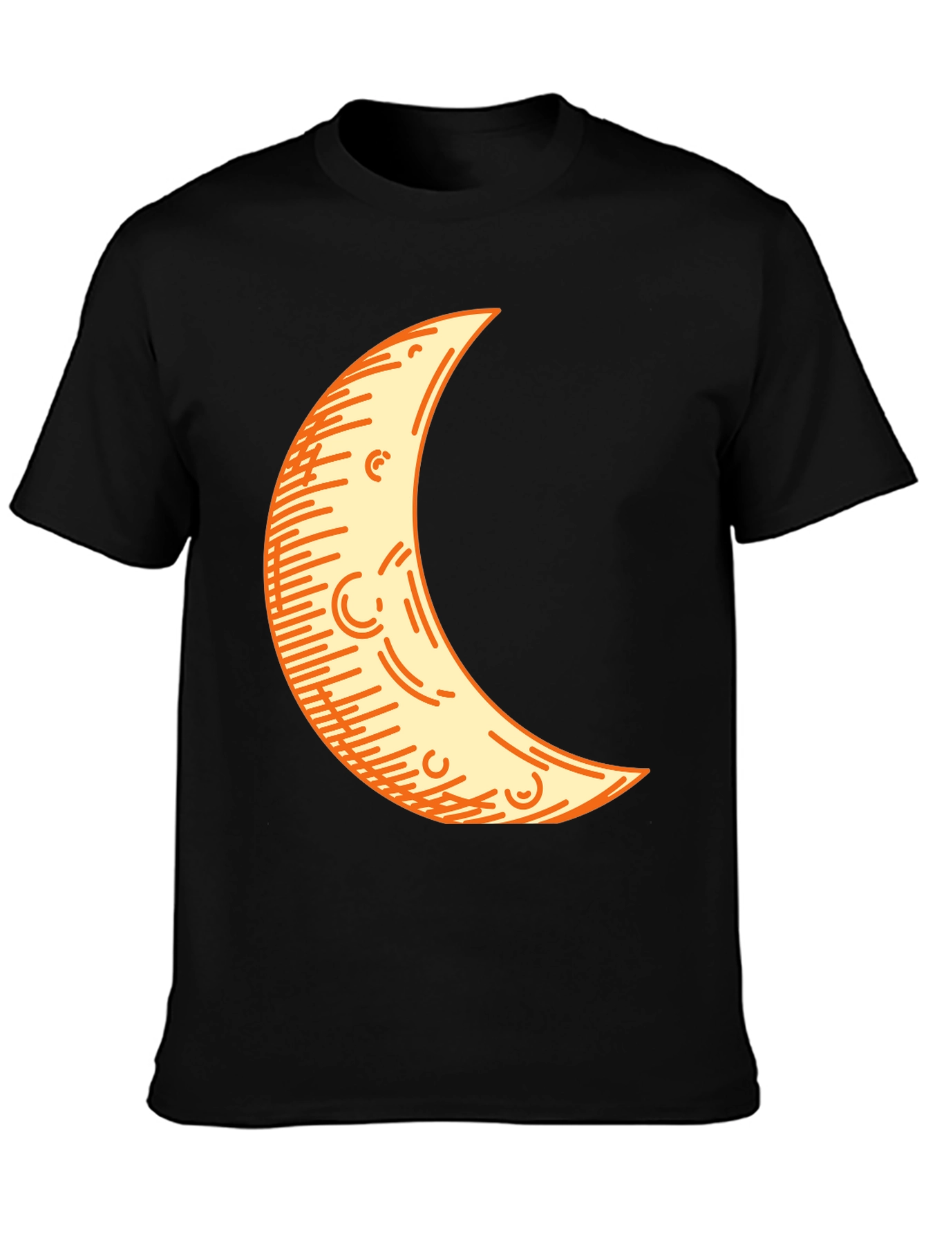 Crescent Moon Graphic Tee - Black Cotton Blend Shirt